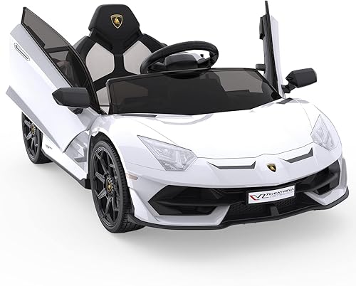 Hetoy Vehículos eléctricos Lamborghini con licencia de 12 V para niños, auto deportivo con batería, con control, 2 velocidades, sistema de sonido,