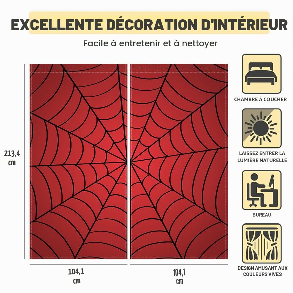 Allenjoy Rideaux de fenêtre occultants et durables en Toile d'araignée de Super-héros pour garçons, Enfants, Chambre de bébé, Chambre d'enfant, Tout-Petit, décoration de Maison, Bureau – Tissu