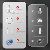 Mini tocător electric Bear cu boluri de sticlă de 0,6 l și 2 l, 2 viteze, 4 lame din oțel inoxidabil, pentru mâncare de bebeluși, fructe și legume 6