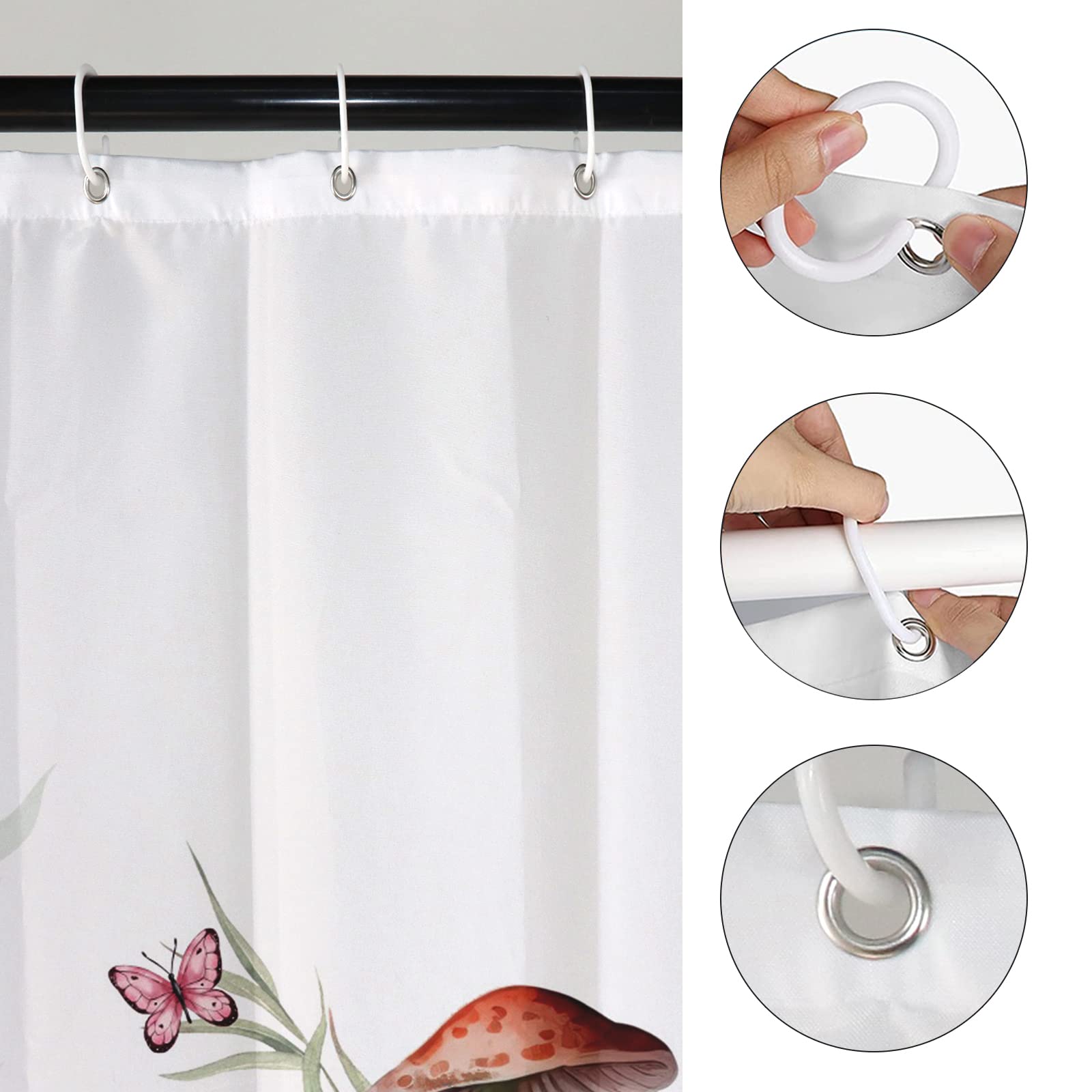 Tenda da doccia a forma di fungo, decorazione da bagno con funghi