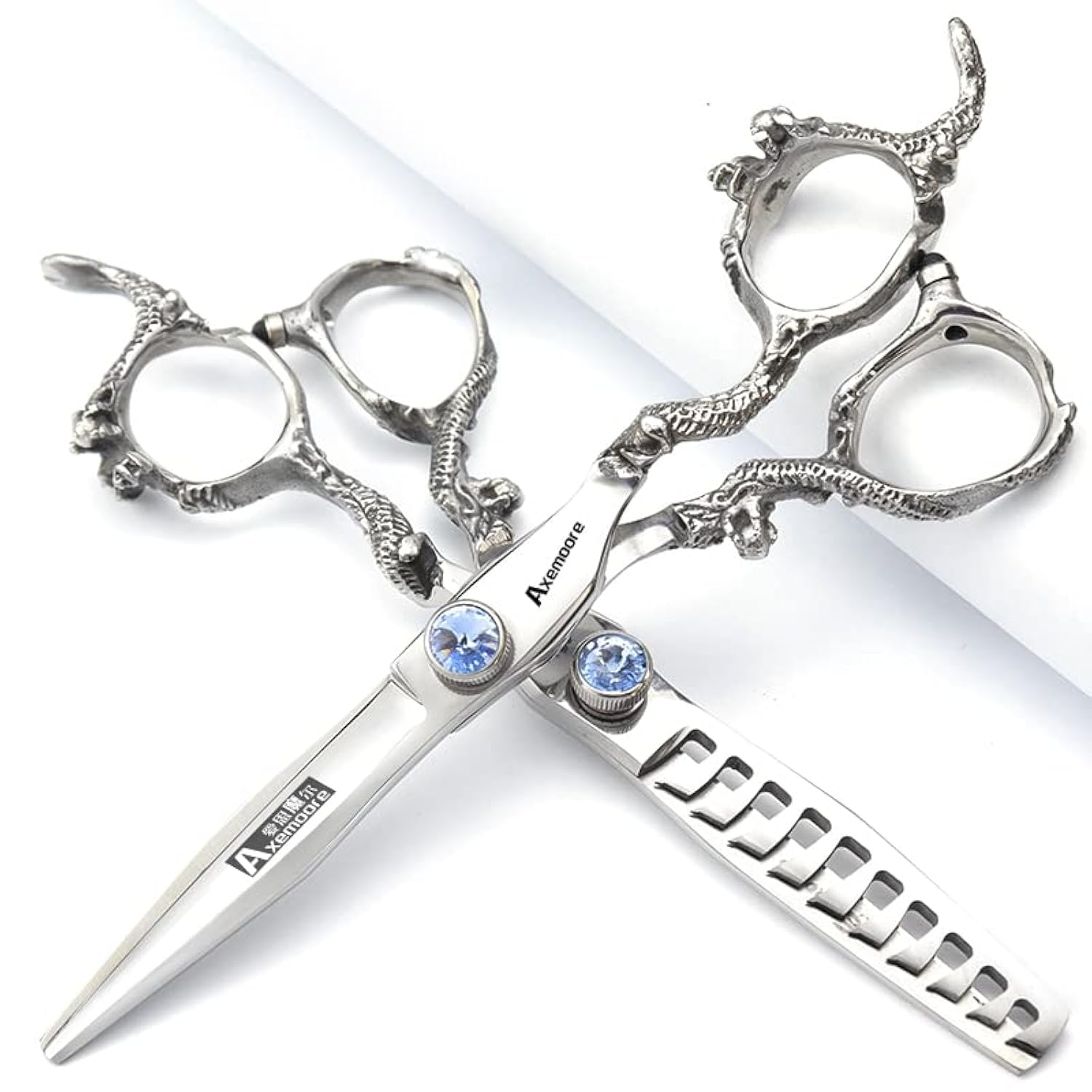 6/7/7.5/8/9 inch scissors silver professional hairdresser hair cut and trim diluted sharp 440C steel (6 inches, 2 pieces)