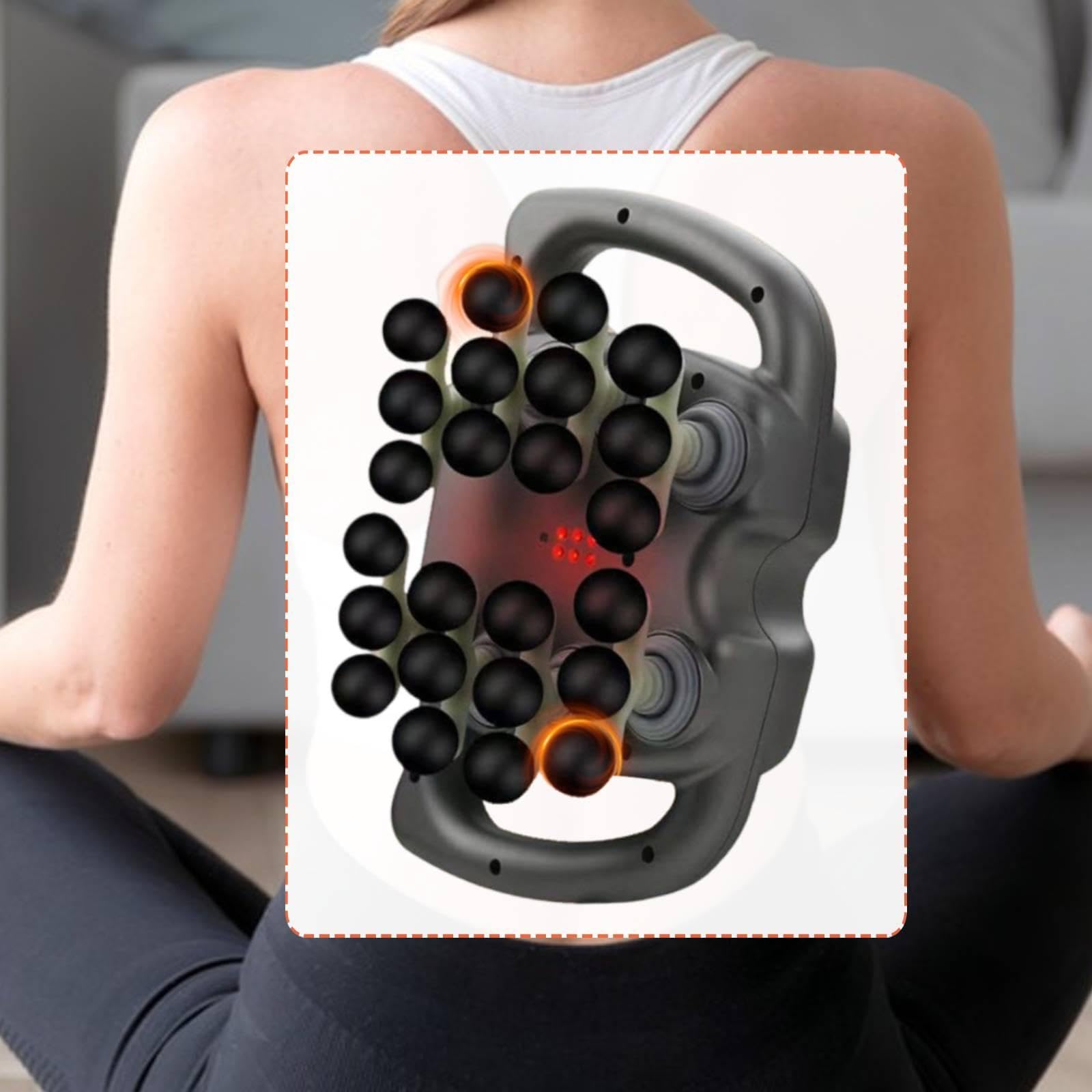 predolo -Massagegerät, verstellbar, komfortabel und kompakt, elektrische Rückenmassage mit Digitalanzeige für Arme, Beine und Schultern, 24 Graue Köpfe