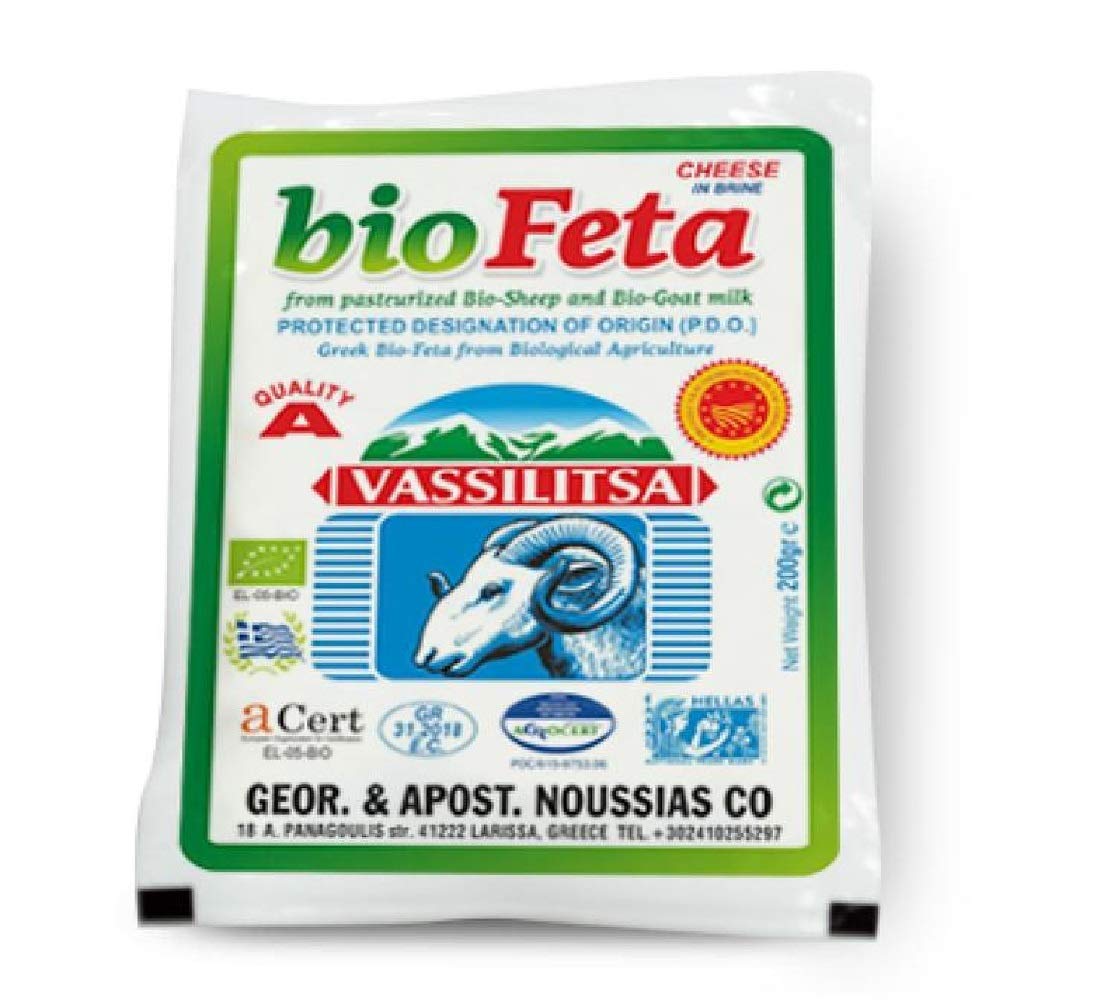 Vassilitsa BIO Feta BIO Schafkäse - 10x 200gramm - BIO Fetakäse BIO griechischer Feta BIO Schafskäse in Salzlake vakuumiert 43% Fett i.Tr. aus Griechenland glutenfrei Biologisch