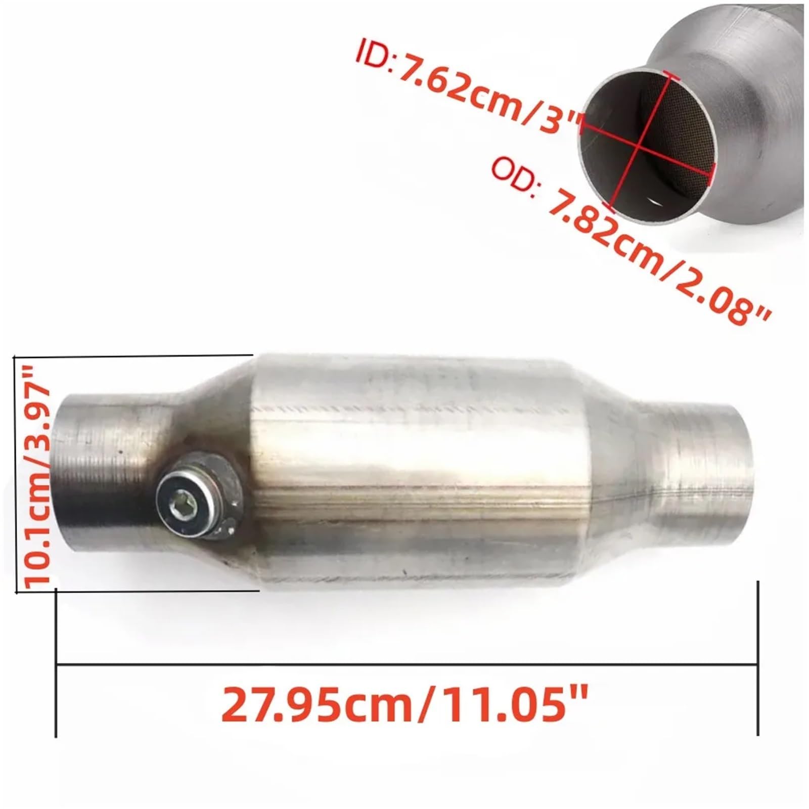 Katalizator filtr Uniwersalny katalizator ATV 2''/2.25''/2.5''/3" z sondą lambda 400 ogniw, wysoki przepływ, Euro 1, stal nierdzewna | 3 inch