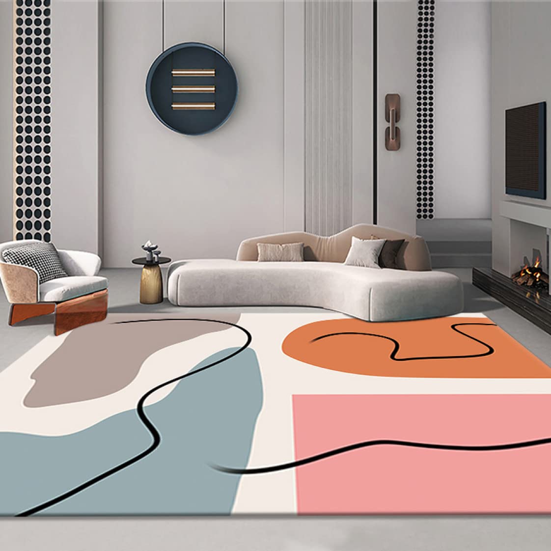 Amazon｜ラグ 幾何柄 柄 200*250cm 滑り止め 花柄 短毛 掃除簡単