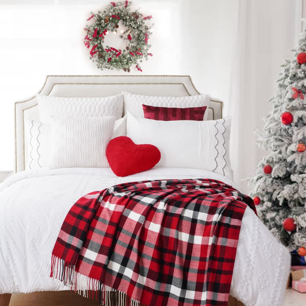 BATTILO HOME Buffalo Plaid Throw Blanket for Couch, Farmhouse Check Pattern, Soft Woven with Decorative Fringe - Image 3