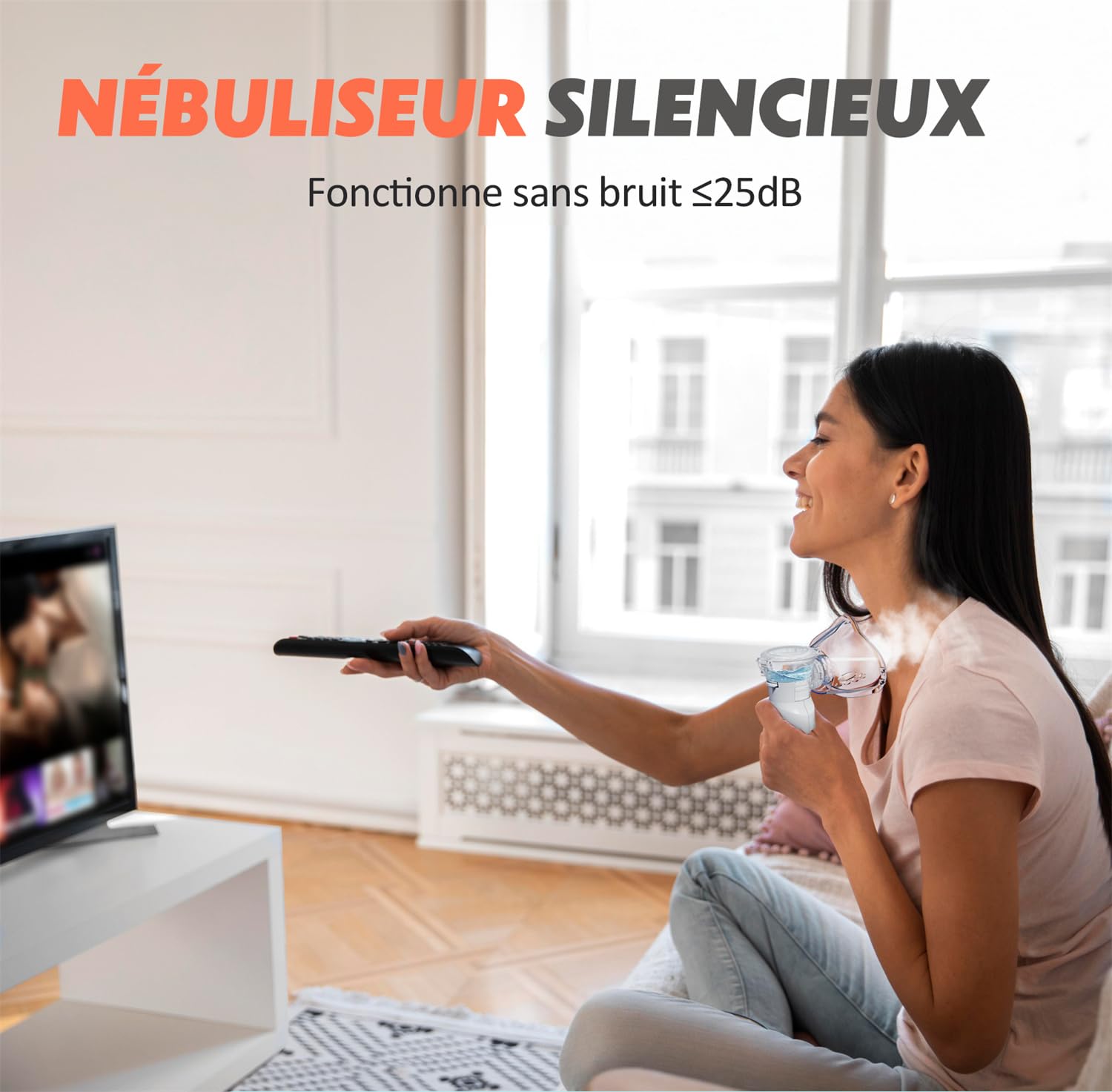 Nebulisateur pour Adultes, Nebulisateur Portable Rechargeable pour Adultes et Enfants, Inhalateur Silencieux pour Enfants avec 2 Masques et Embout Buccal, pour Usage Domestique et en Voyage