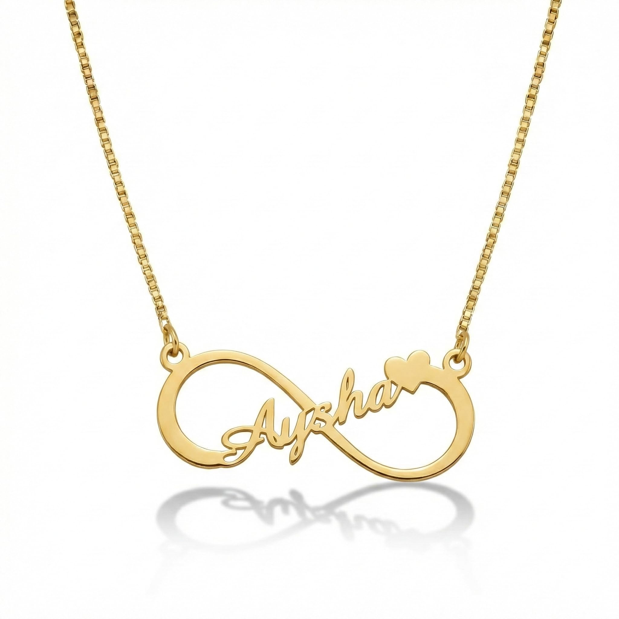 Diva Jewelller Customized Infinity Single Heart Name Necklace, Personalized Gold Tone Pendant with Chain-image-38