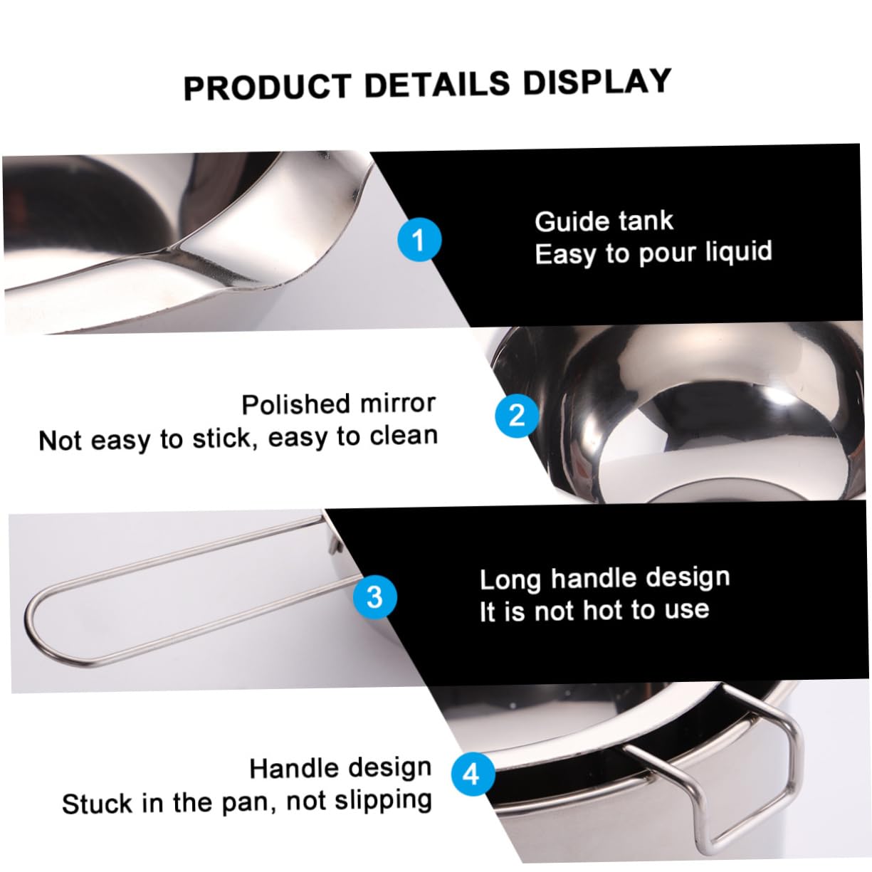 HOLIDYOYO 2pcs Practical Stainless Steel Chocolate Melting Pot Boiler Outer Pot for Butter Cheese and Heating Versatile Melting Utensil for Candy Making