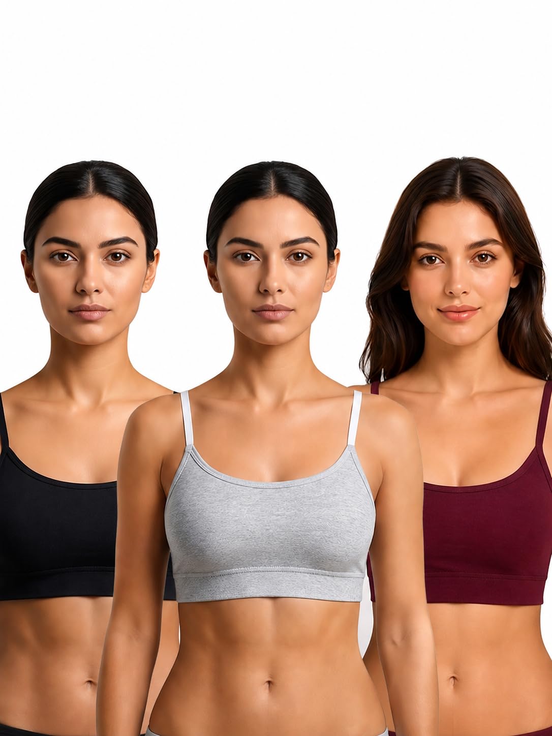 Women's Scoop Neck Bralette, Grey, Spaghetti Strap, Casual Sports Bra, Comfortable Everyday Wear-image-13