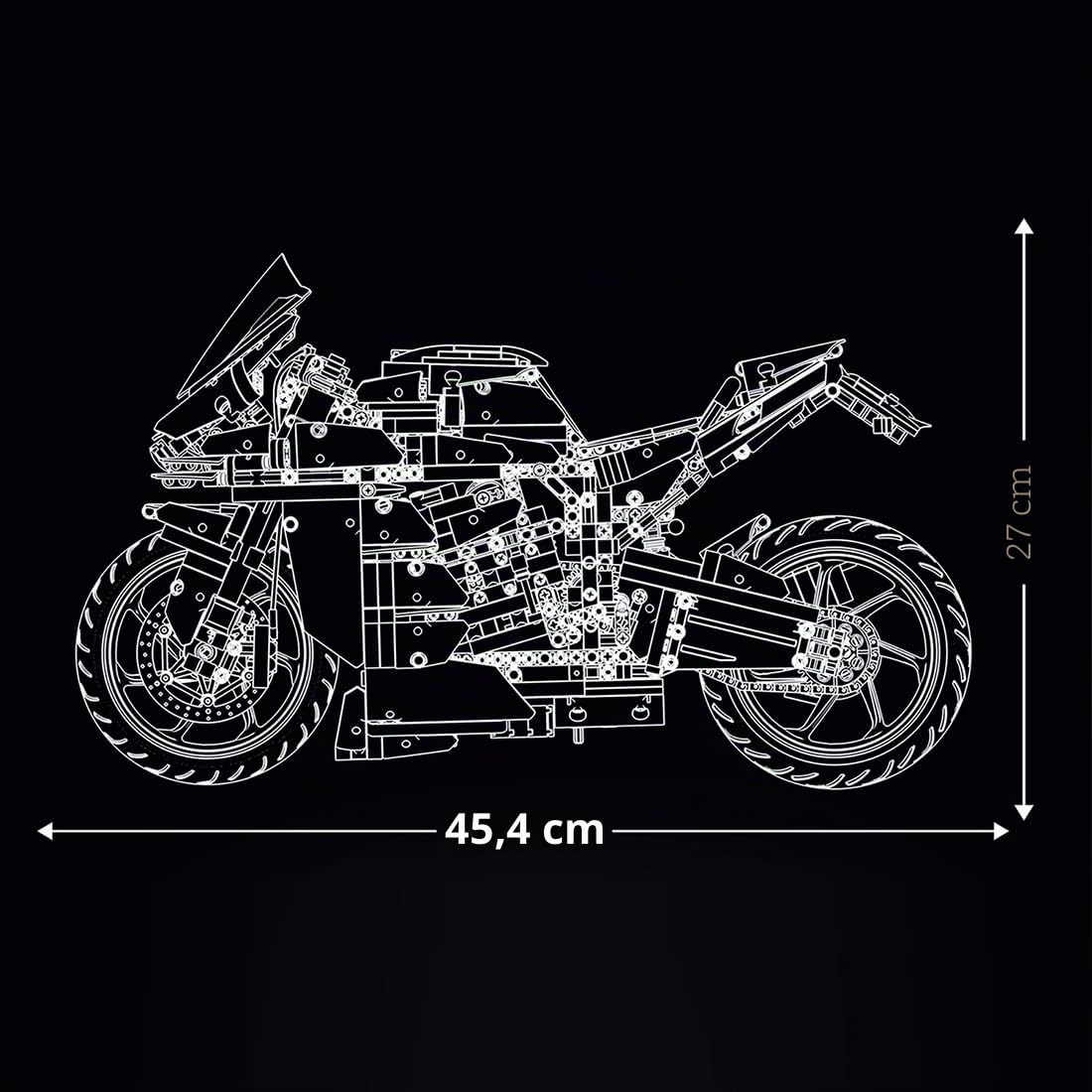 Reobrix 1:5 Motorrad-Modell Bausatz, 2088 Teile, für Kids, Teens und Erwachsene, Grün, Modern, Komplexes Bastelerlebnis, nicht zusammenklappbar