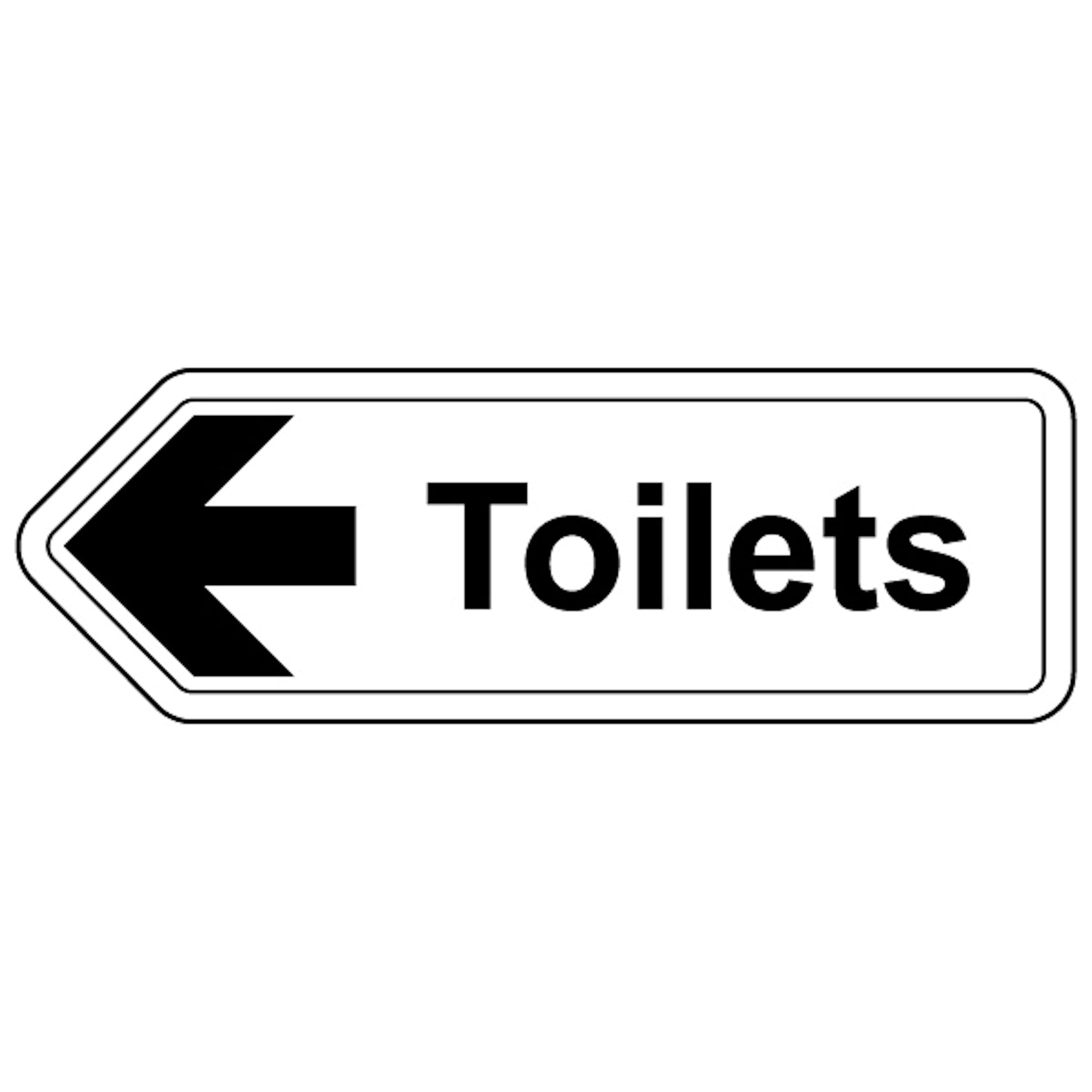V Safety Toilets Arrow Left - Shaped Sign 300 x 100 mm - 2mm Super-Tough Rigid Plastic Safety Sign