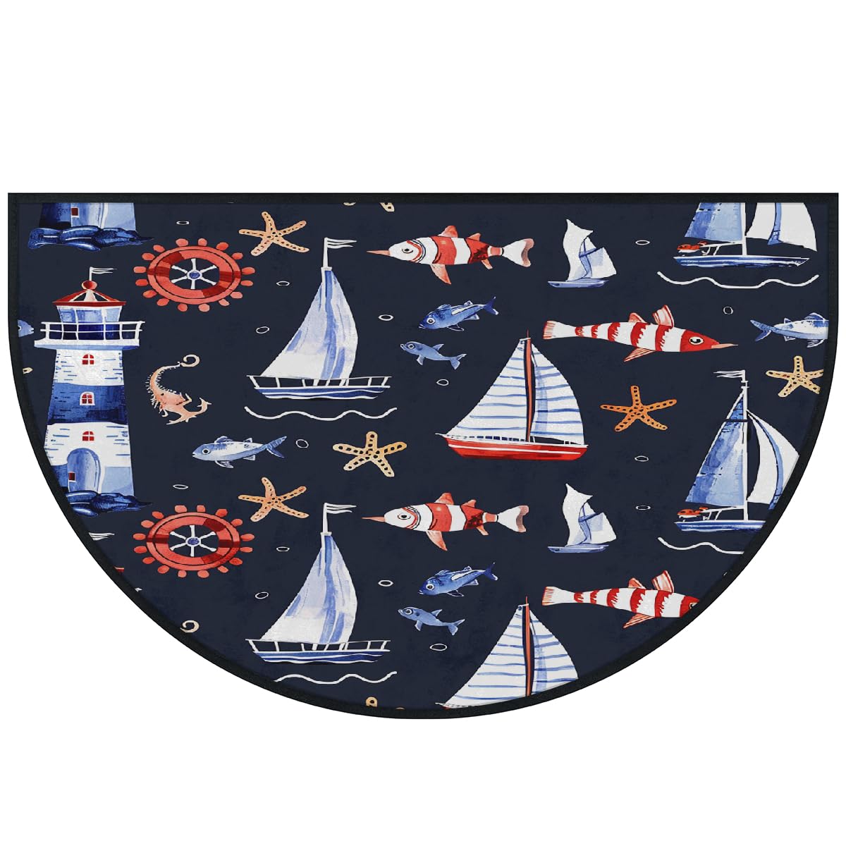Mexpekil Paillasson demi-lune en forme de phare pour intérieur et extérieur - Lavable - Demi cercle - Attrape la saleté - 100 x 160 cm