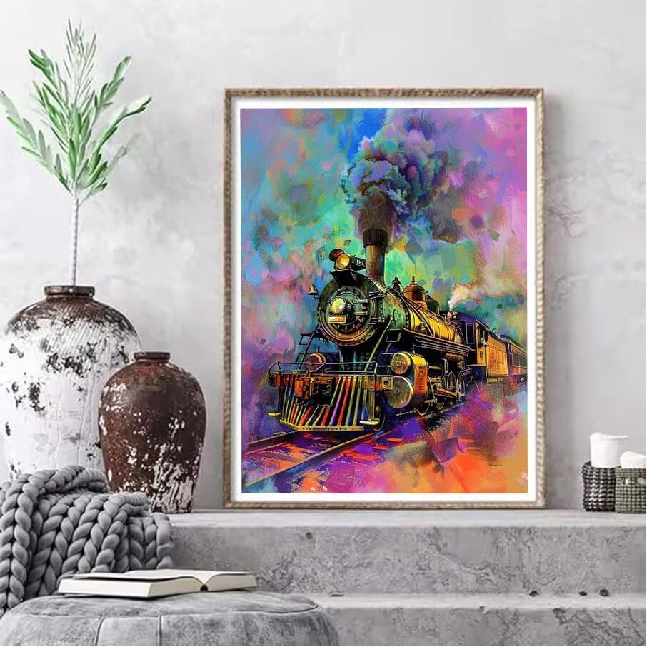 Broderie Diamant Kit Complet : résolvez l'ennui et le stress avec ce tableau de train 40x50cm - 2