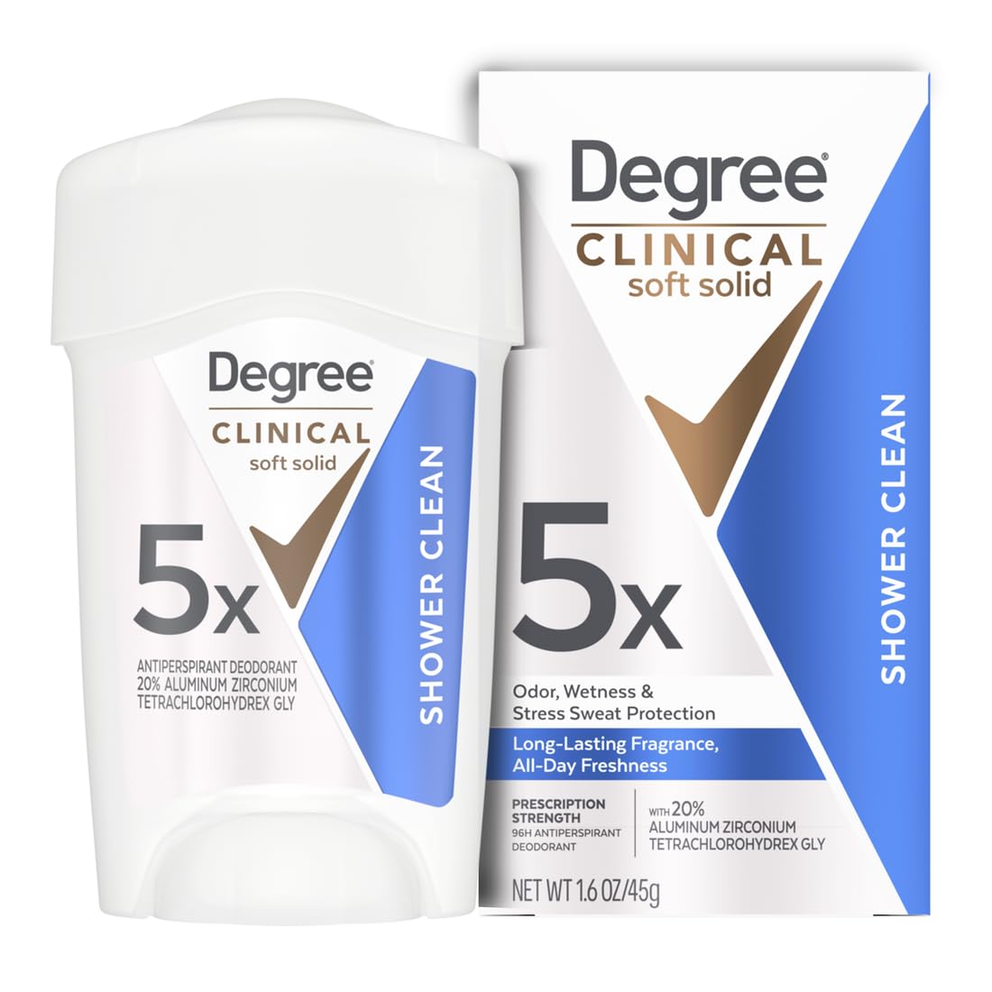 Degree Clinical Protection Shower Clean Antiperspirant Deodorant, 1.7 oz