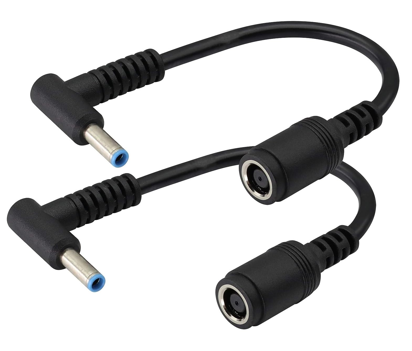 NTECH 90-Degree Tip Laptop Power Cable: DC 7.4mm x 5.0mm Female to 4.5mm x 3.0mm Male Charging Connector. DC Power Converter Cable and DC Jack for HP Notebook Adapter Replacement Power Cord 2-Pack