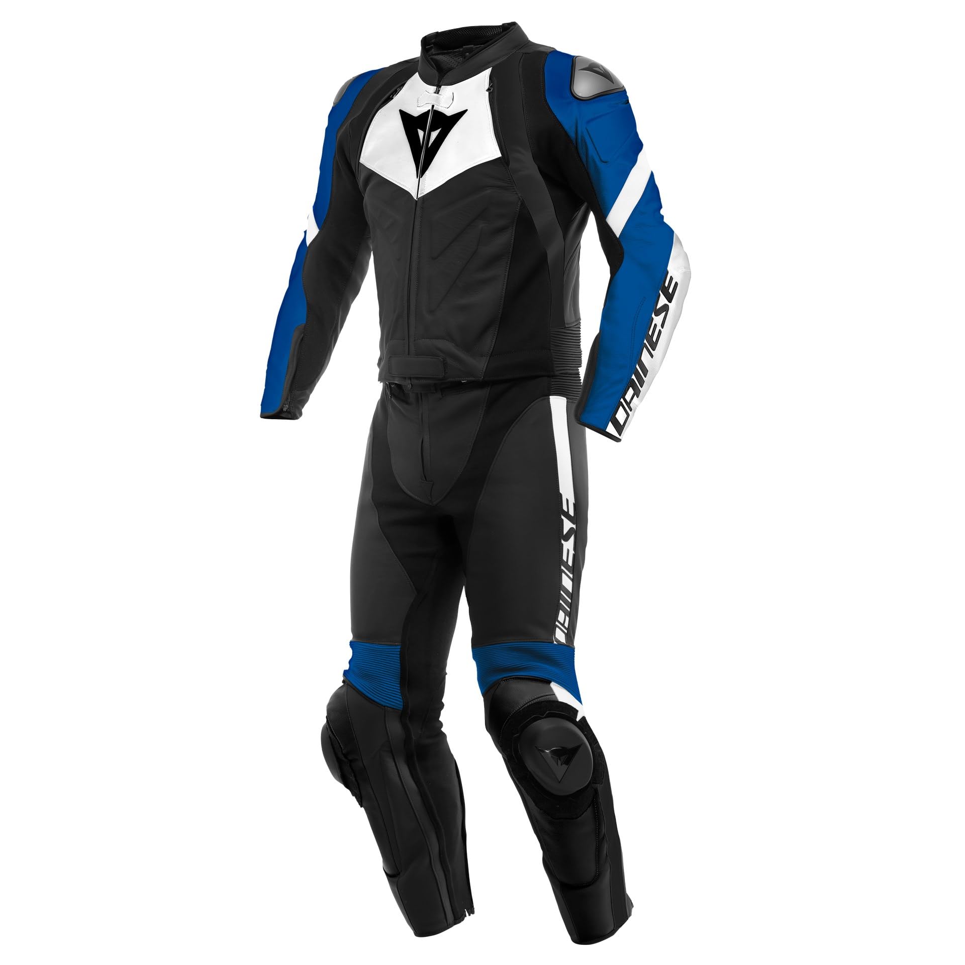 Dainese Avro 4 2-Teiler Motorrad Lederkombi, schwarz/weiß/blau, 50