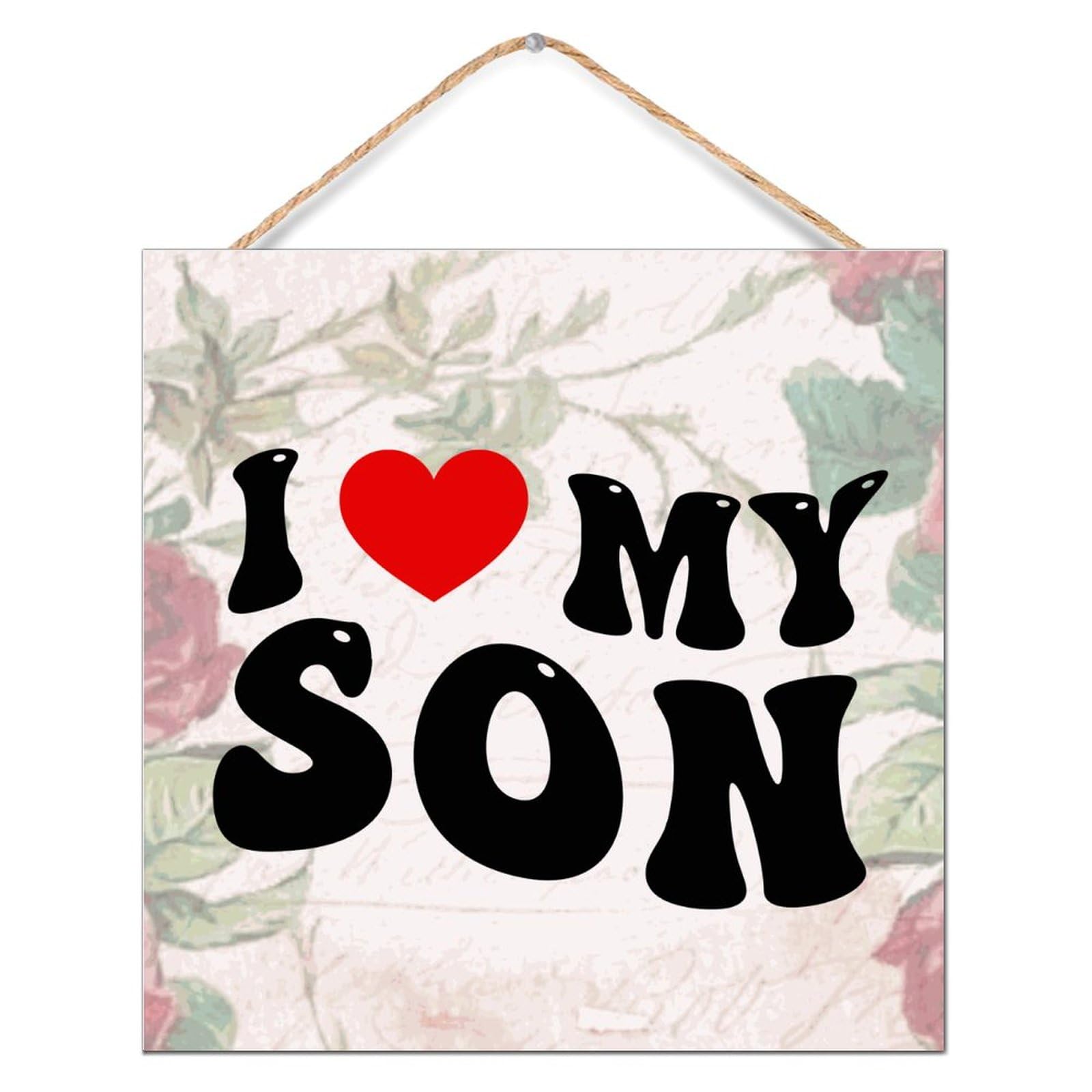 Plaque en bois I love my son pour décorer le porche et bureau