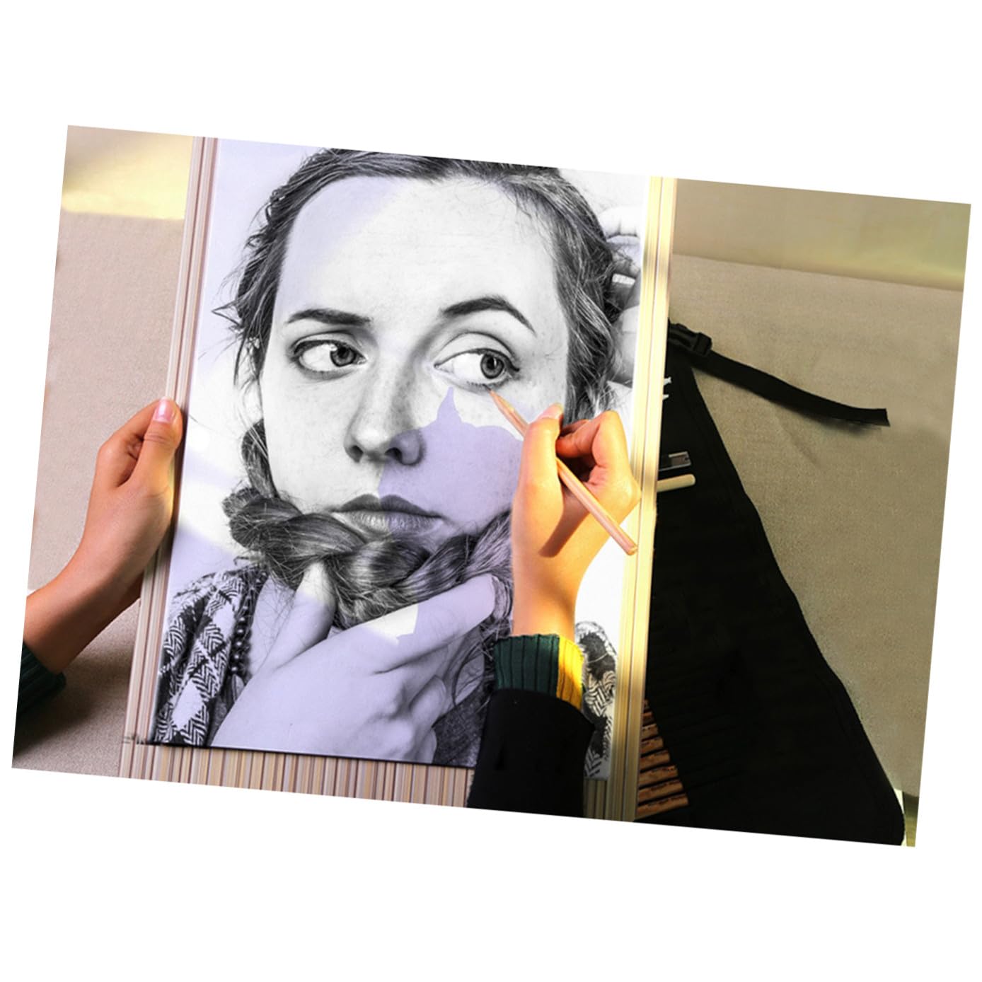 Tavola da disegno portatile in legno, 48 x 36 cm, con album da disegno e clip per tavolozza, ideale per pittura artistica all'aperto e schizzi, perfetta per artisti e creativi