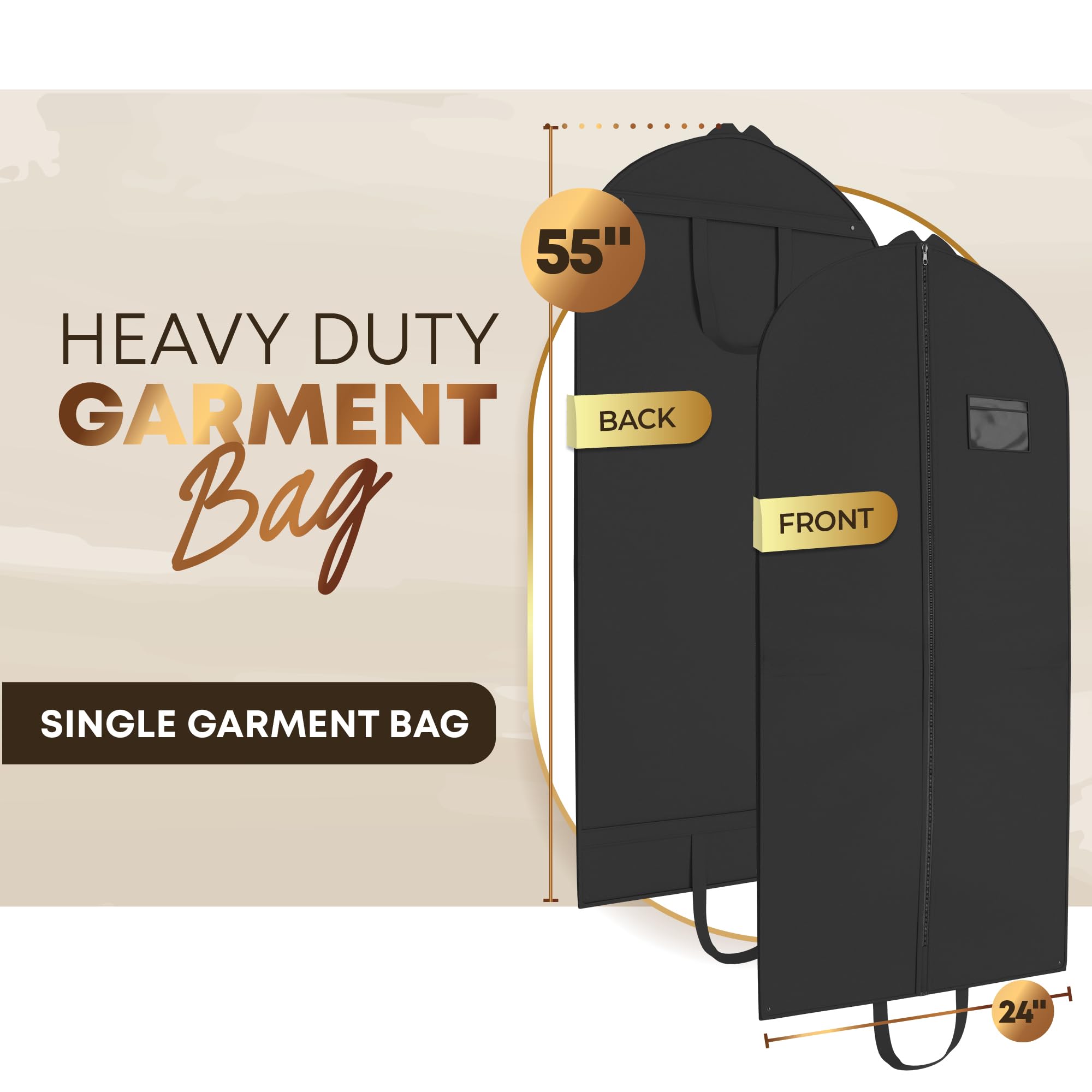 ANEETAFAN Long Garment Bag - 71x24 Inch Hanging Dress Cover With Zipper, For Travel & Closet Storage - View #4