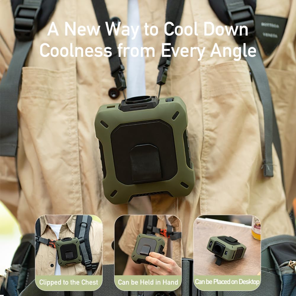 Coolbelt Pro – Wearable Waist Fan & Power Bank With Desktop Stand,8000mAh Ventilatore Batteria 100 Velocità,3-In-1 Hands-Free Cooling Fan,Rechargeable Hands-free Personal Wearable Neck,ventilator hose