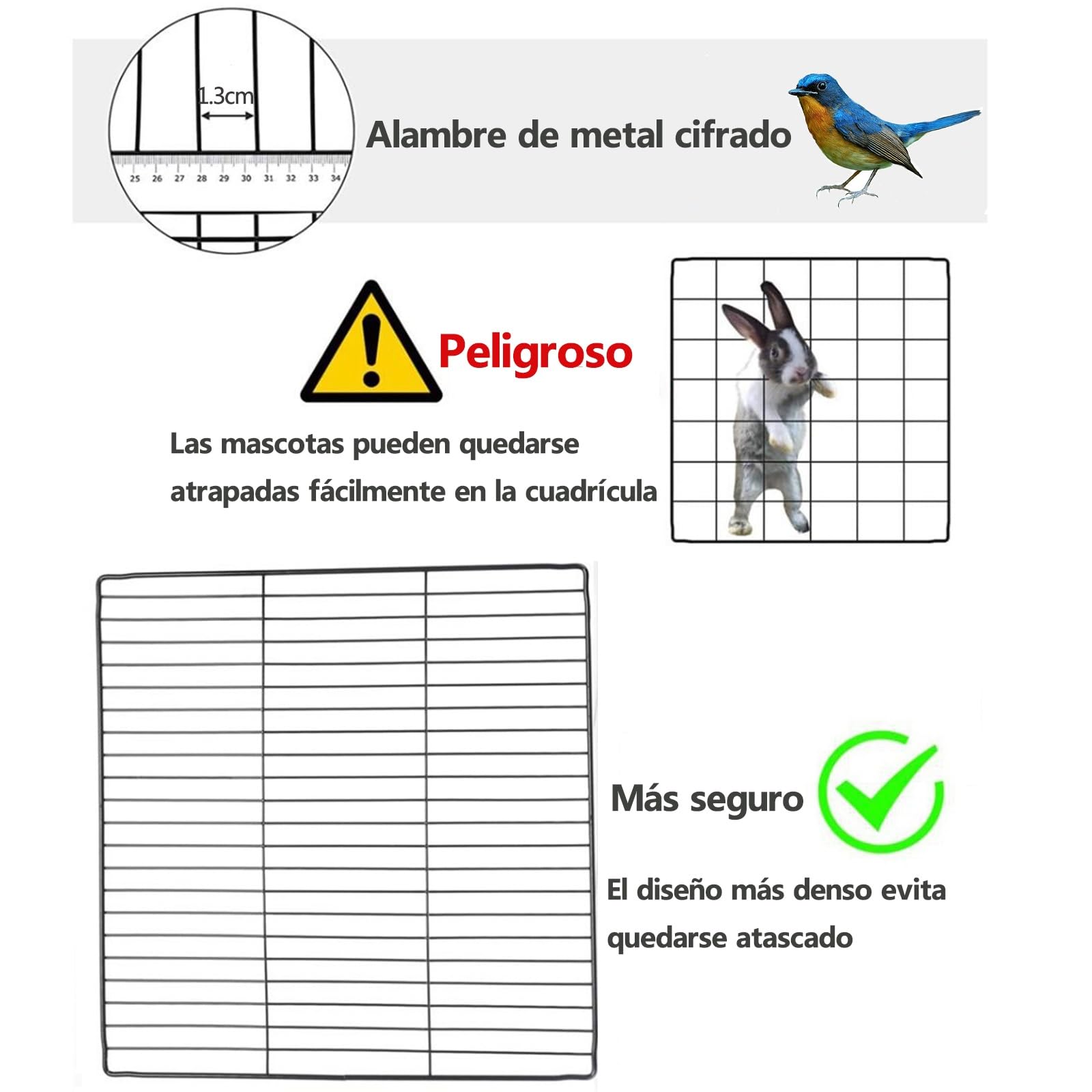 Jaula Huron, Jaula Chinchilla, Diy Jaula Conejo , Jaulas para Pajaros Diseño Extraíble, Malla De Hierro Encriptada De 1,5 Cm, Fácil De Limpiar para Jaulas De Animales Pequeños Jaula para Conejos(37*47