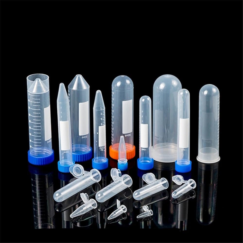 Tubo de centrífuga de plástico for laboratorio, tamaño 0,1-100 ml, vial, rosca y tapas, recipientes de laboratorio(50mL round 50pcs)