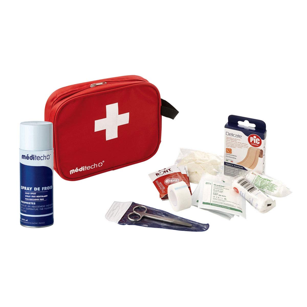 Visiodirect Trousse Premier Secours Club avec Accessoires, Coloris Rouge - Dimensions : 23 x 18 x 6 cm.