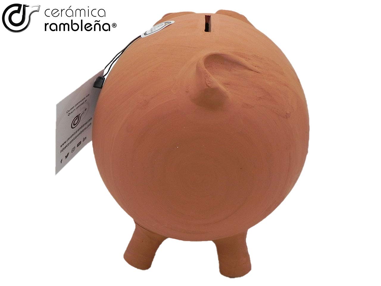 CERÁMICA RAMBLEÑA | Hucha Cerdito de Barro Rojo Tradicional | Hucha Infantil | 100% Hecho a Mano | 35x21x22 cm