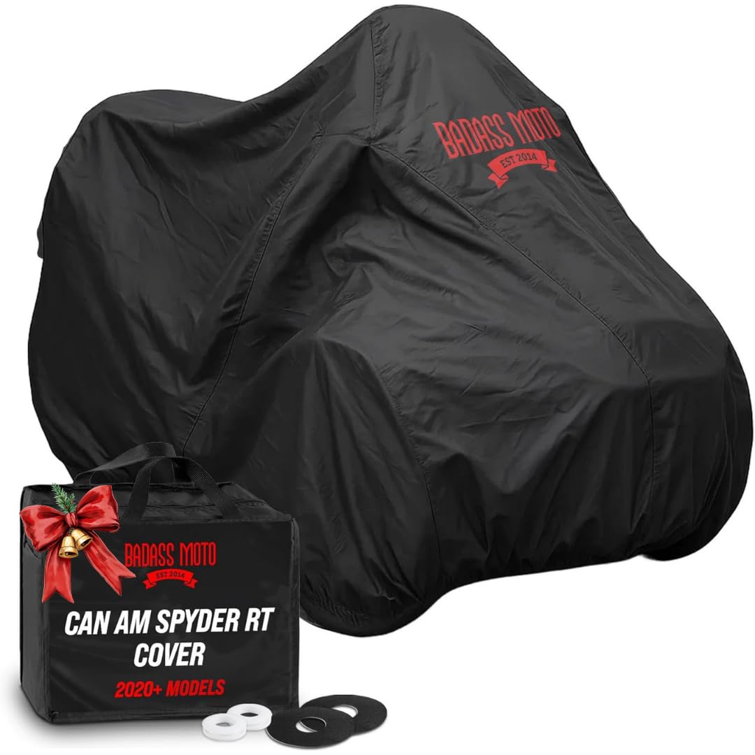 Badass Moto for Can Am Spyder Cover RT Limited. 2020-2024 Heavy Duty Cover for Waterproof Outdoor Storage Fits 2020-2024 Can Am Spyder RT Limited Accessories and Sea to Sky. Ultimate All Season Cover