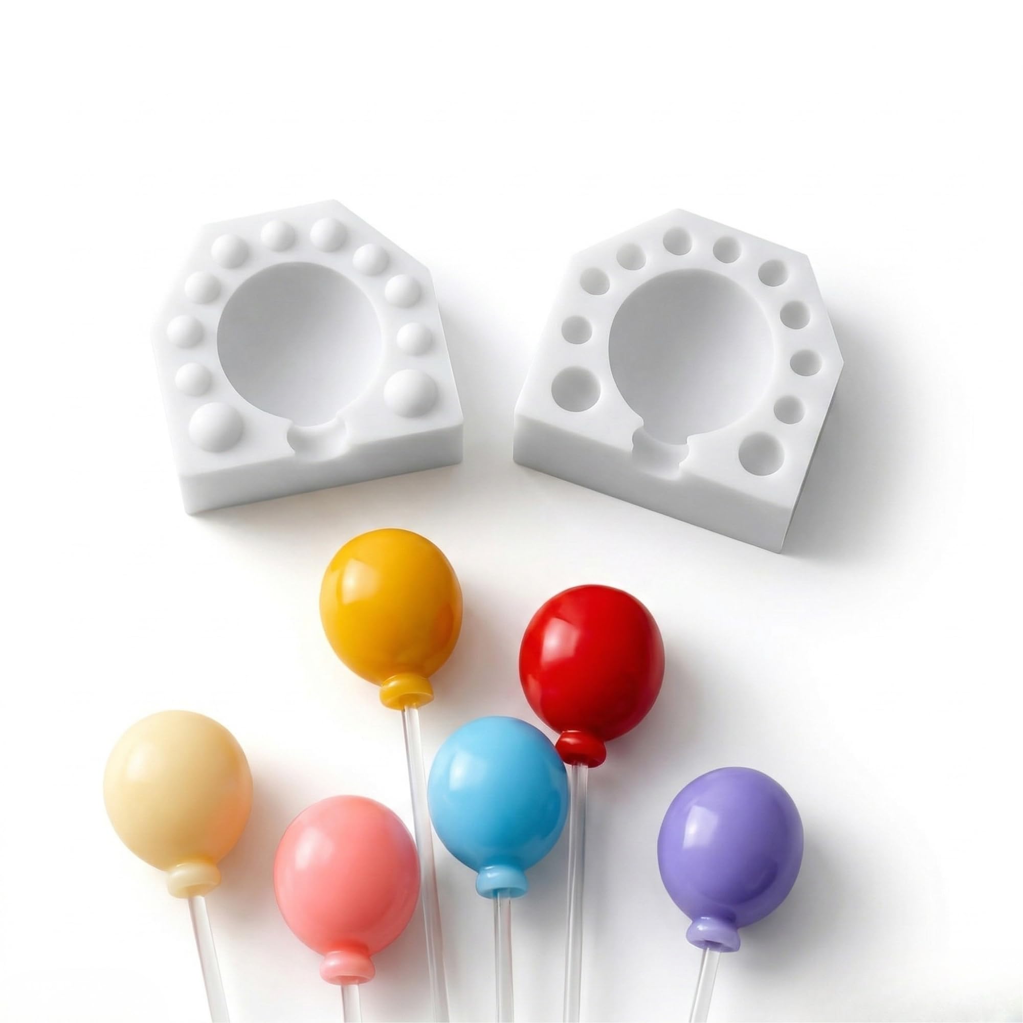 Balloon Shape Silicone Mould for Candle Making | Lollipop Cake Pop Chocolate Fondant Candy Mould | Mini Balloon Candle Mould with Stick DIY Resin Soap Craft (Small)-image-10