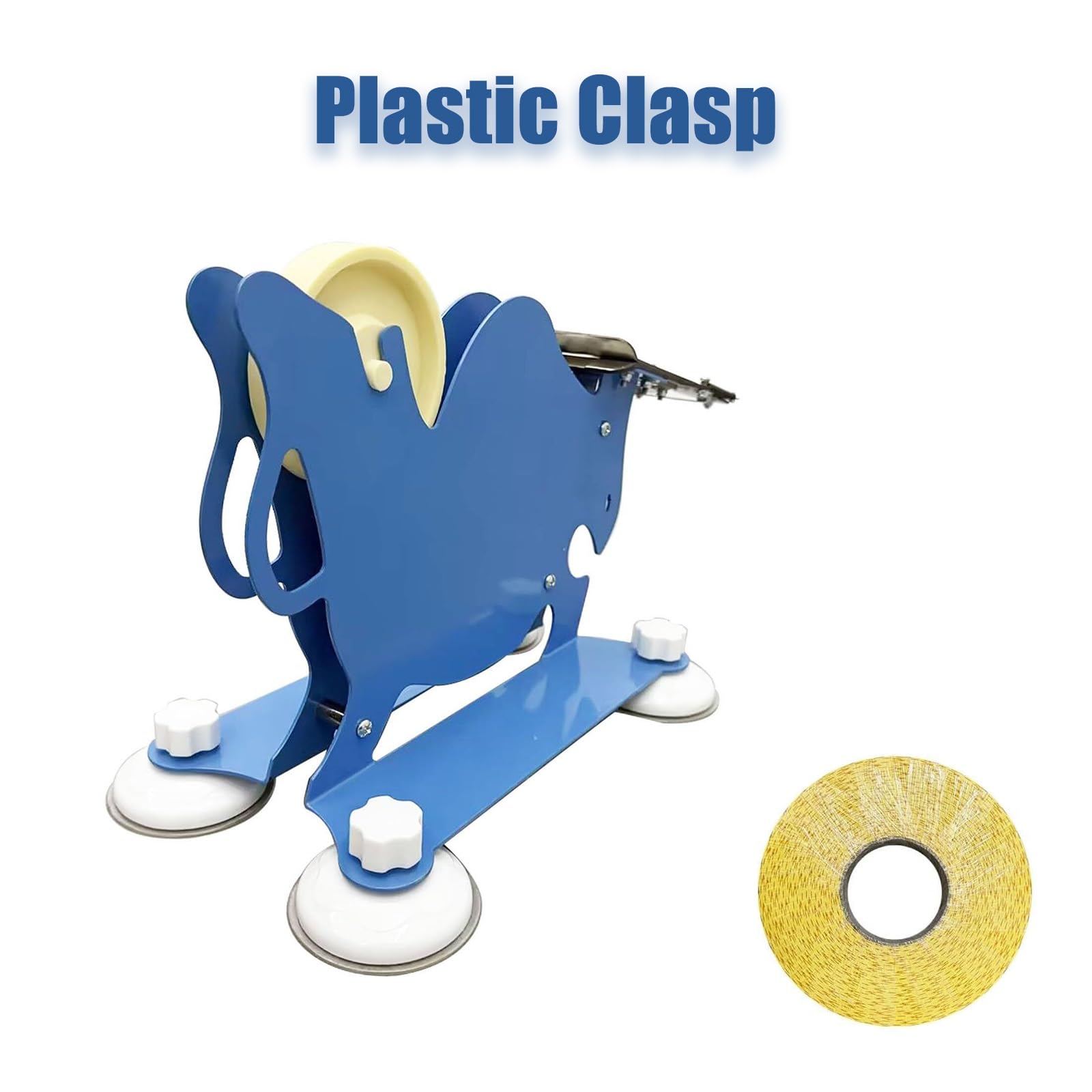 Sigillatrice manuale per sacchetti di pane, chiusura in plastica con 4 ventose e bloccaggio in acciaio inox, include 1 rotolo di chiusura in plastica per panetterie e supermercati