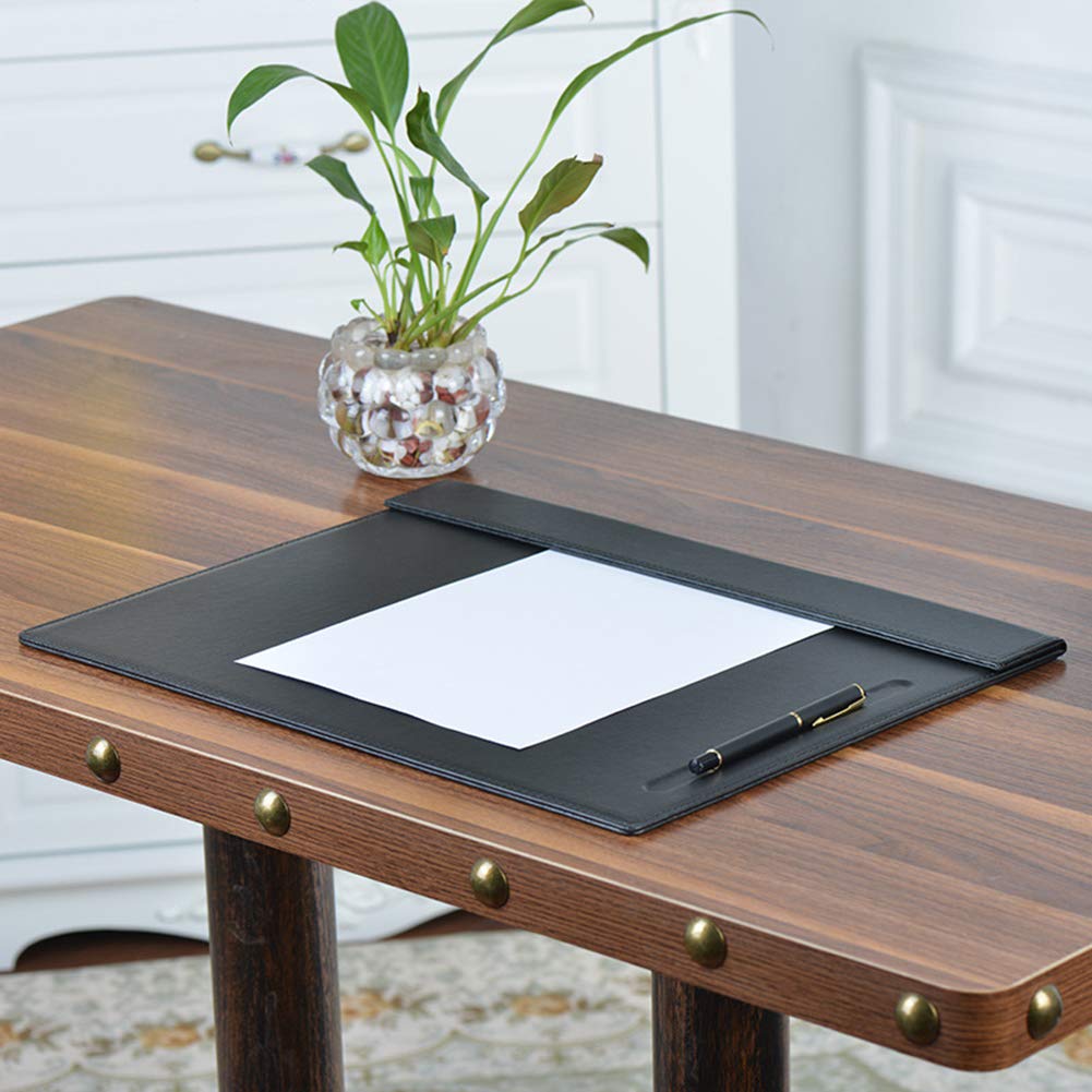 Office Leather Conference Desk Pad with Elegant Stitched Edges Business Writing Mat, Non-Slip Mouse Pad Waterproof Desk Blotter Protector