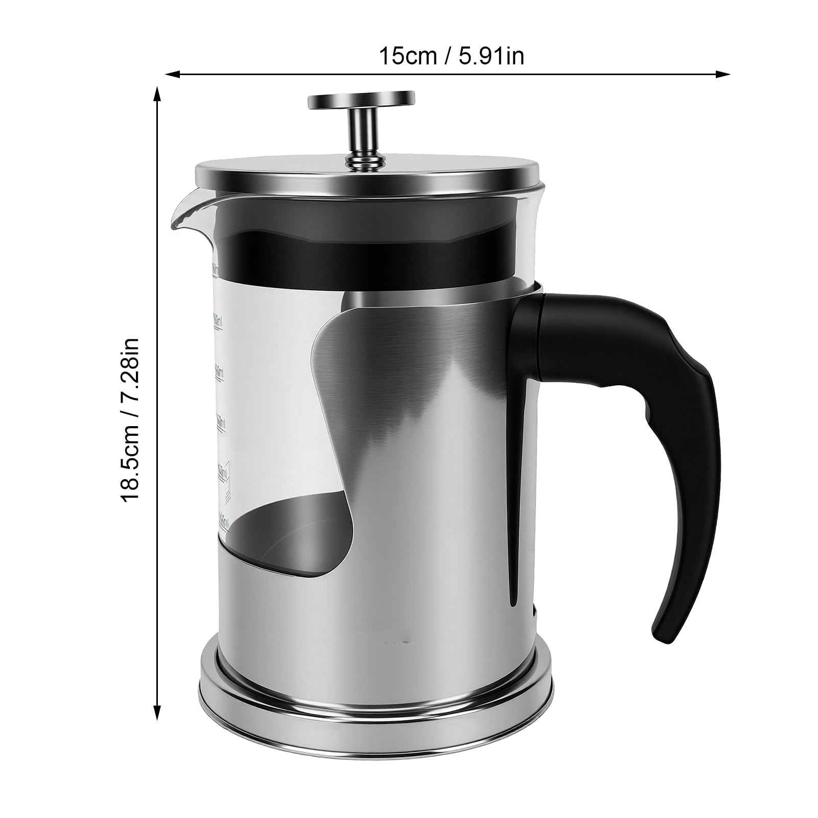 Cocoarm de Prensa Francesa, Prensa de café de Vidrio de 800 Ml con Filtro de Malla 80 de Acero Inoxidable 304, Caliente y Fría para el Hogar, Viajes, Camping, Oficina (Acero inoxidable 304 800ml)