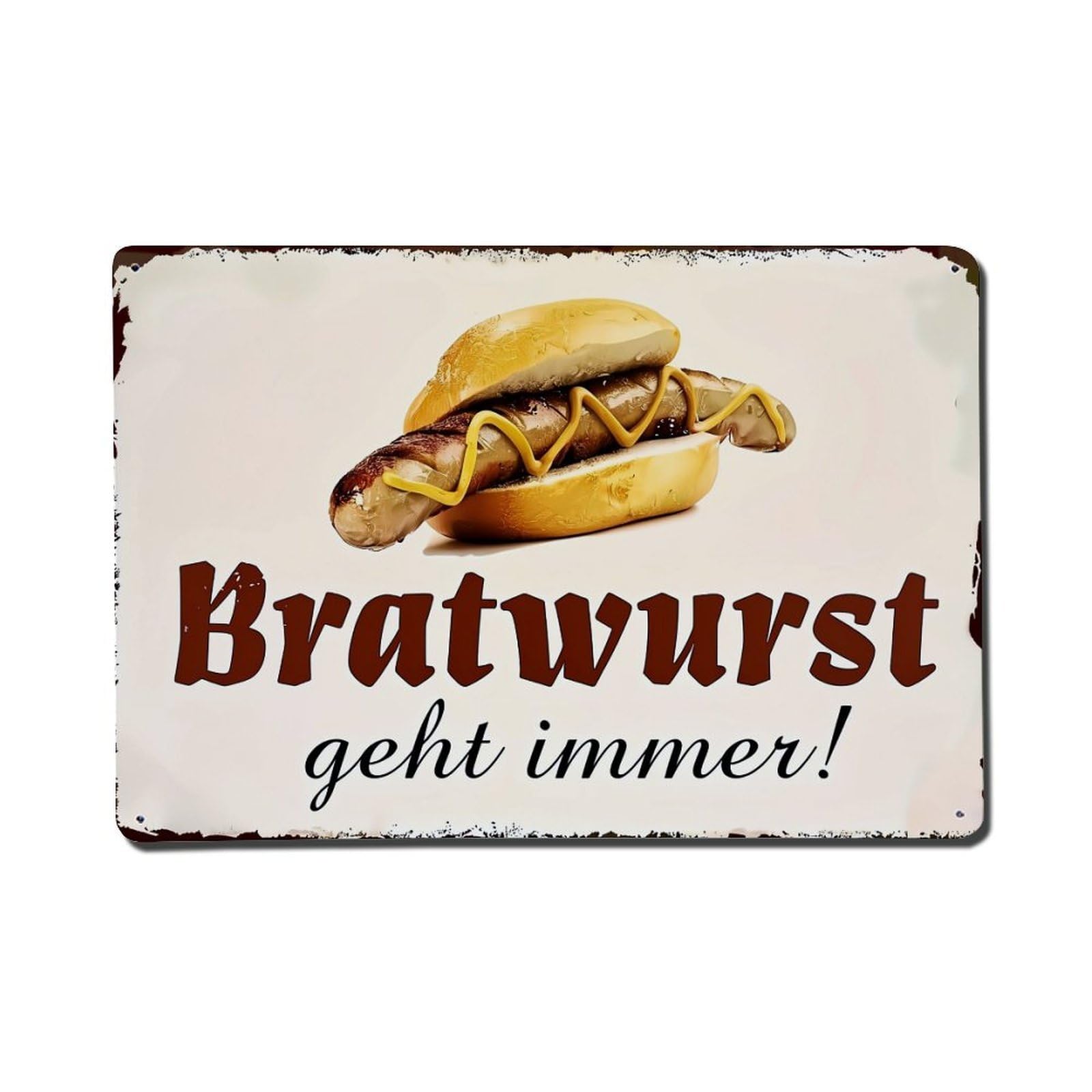 Nestemfo Vintage Bratwurst Goes Always Well Tin Sign Metal Sign, Living Room,Bar, Home, Bedroom Wall Decor,Retro Metal Poster 8X12 Inches