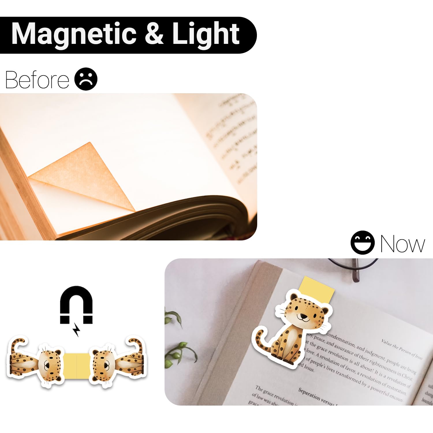 Pack of 12 Magnetic Bookmarks, Tixlux Magnetic Bookmarks with Cute Forest Animals for Children Teachers, Students - Image 3