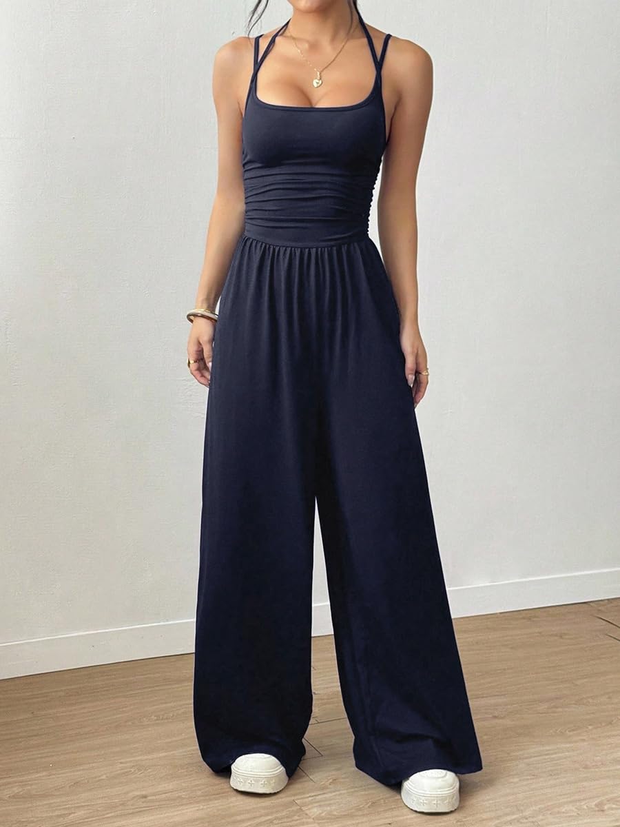 Salopette Donna Estate Tuta Jumpsuit Donna Elegante Senza Manica Vestibilità Ampia Monopezzi Tutine Estiva Donna Senza maniche Tute Spalline sottili Larghe Tutine