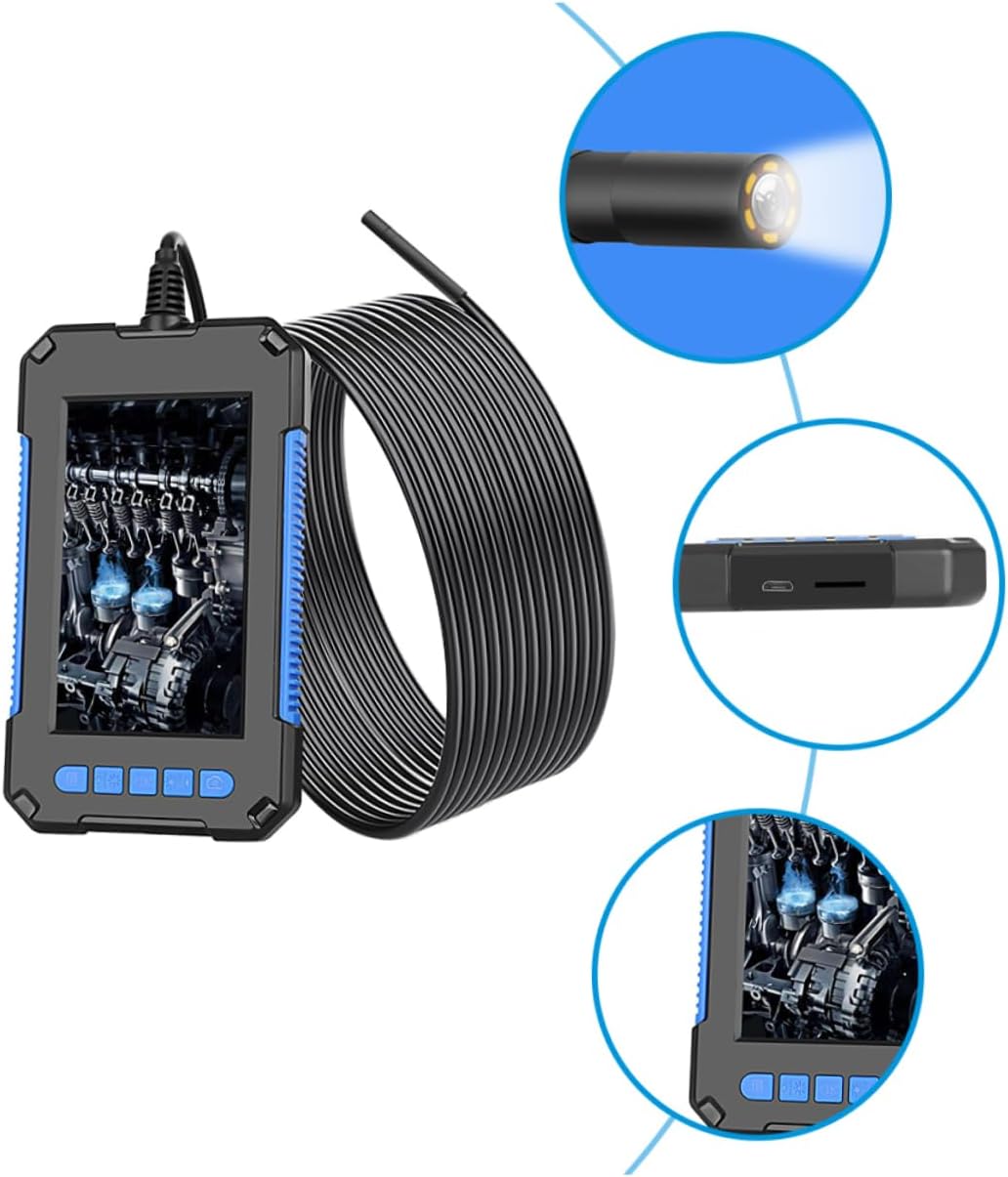 Unomor 1set High-Definition Industrial Inspection Camera Borescope Tool Display Led Light for Automotive and Equipment Maintenance