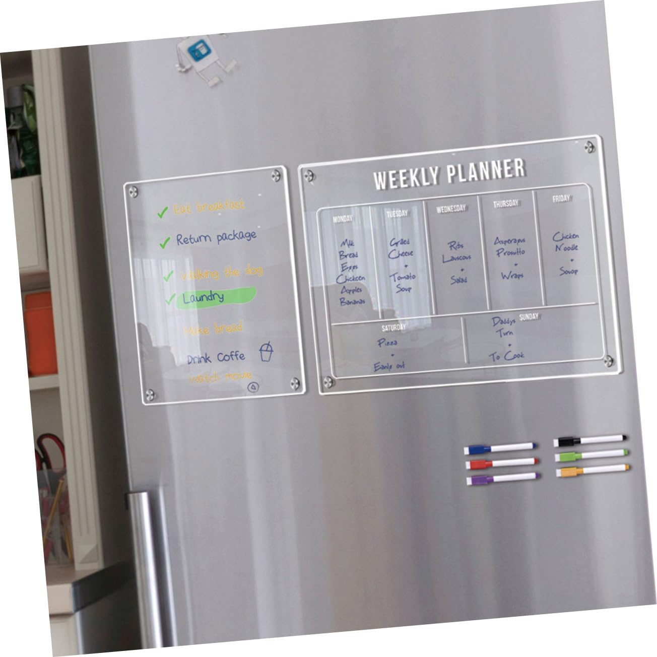 Angoily Kühlschrank-planungstafel Abwischbare Acryltafel mit Magnet für Kühlschrank-terminerinnerungen Kalendertafel Planertafel