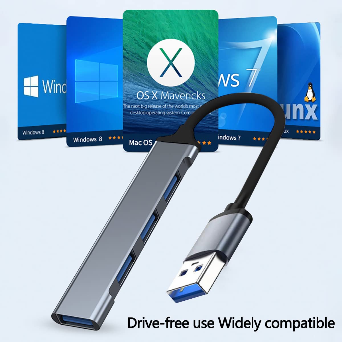 Hub USB Adaptateur multiport 4 en 1 USB 3.0 3 Ports USB 2.0 pour Macbook Pro Windows