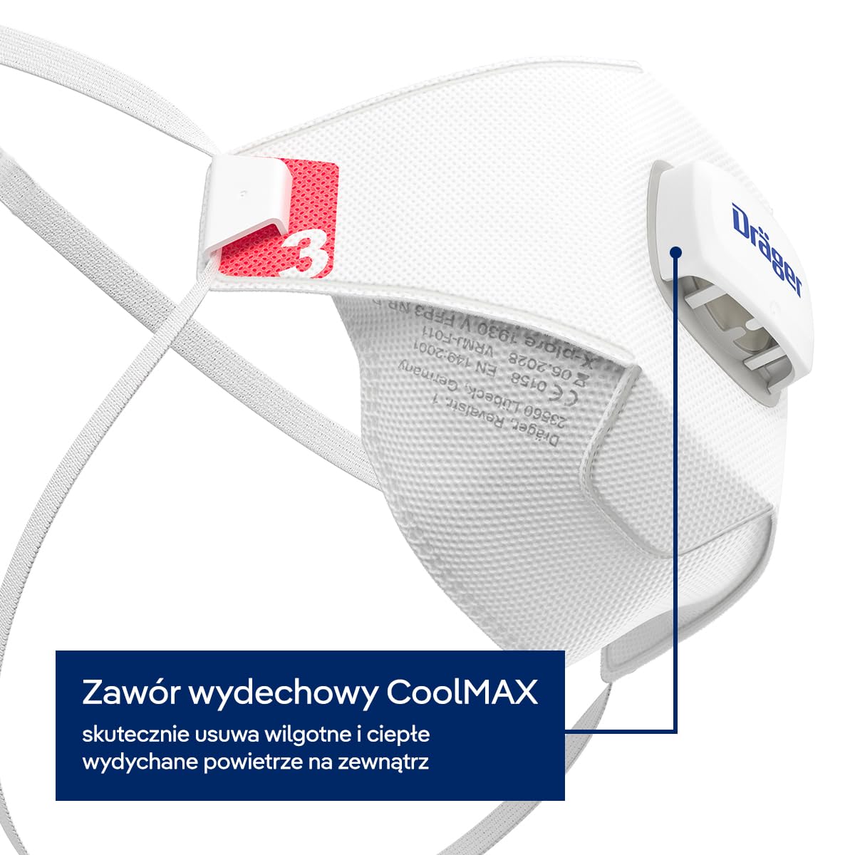 Dräger X-plore 1930 V, maska przeciwpyłowa, 3 lub 10 sztuk, maska ochronna FFP3 z zaworem, różne rozmiary