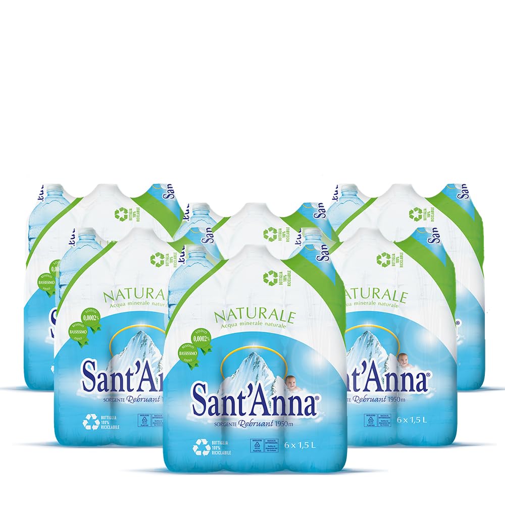 Sant'Anna Still Mineral Water, 50.7 Fl Oz (6-Pack of 6) | Pure Italian Alps Mountain-Fresh Drinking Water | Natural Functional Drink | Sodium-Free Mineral in BPA-Free Bottles