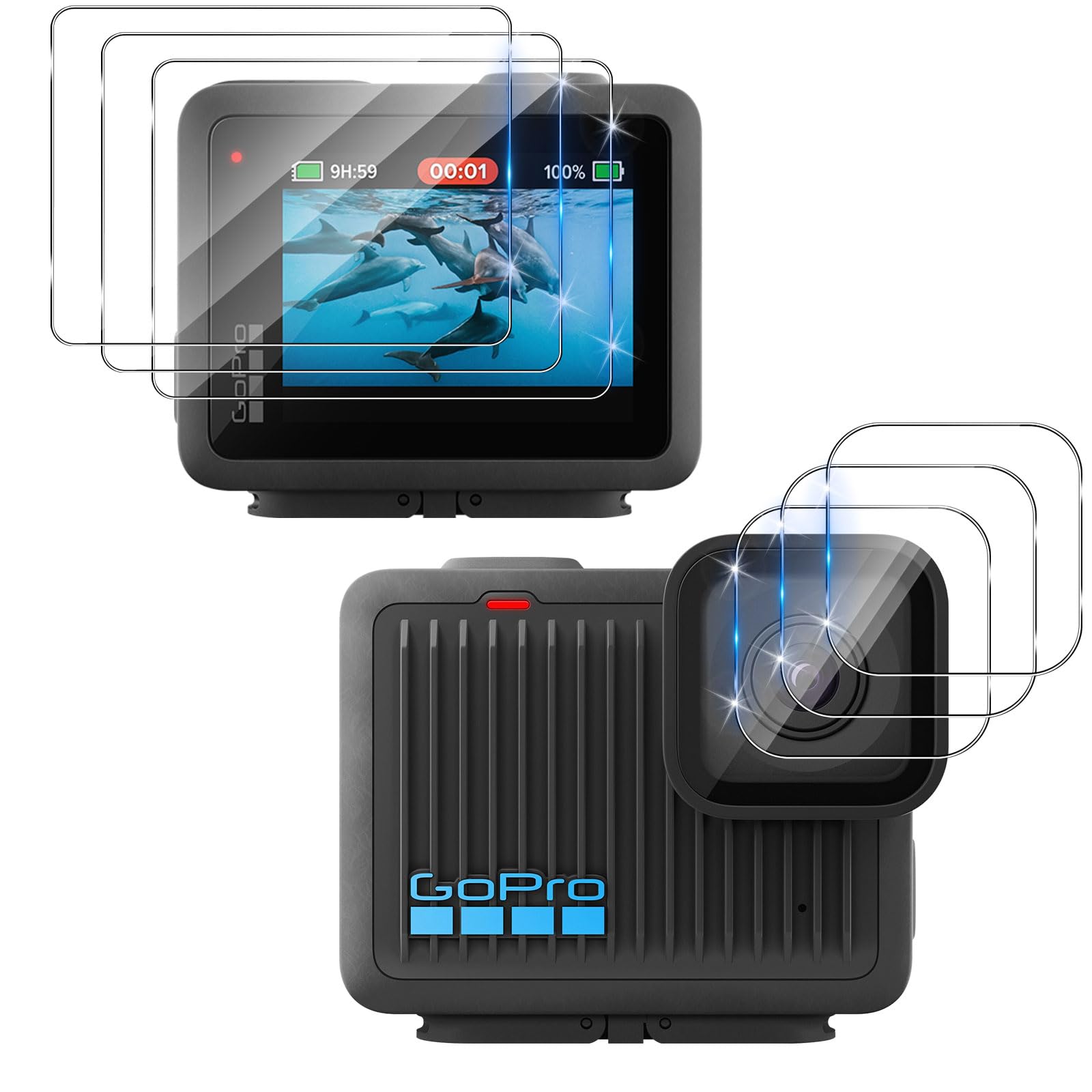 Pack Protection écran Insta360 GO 3S - 3 Verres Trempés + 3 Films Caméra - Anti-rayures 9H