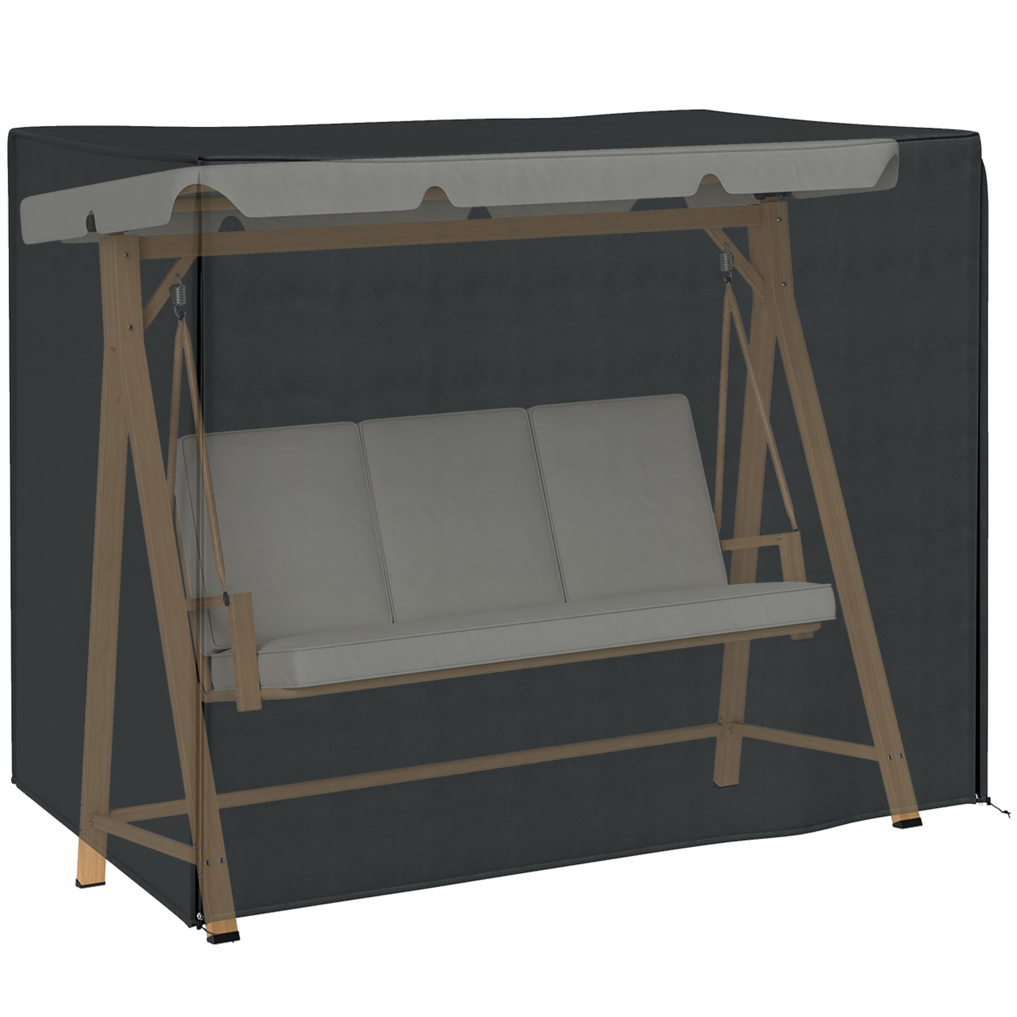 Outsunny Housse de Protection Balancelle 3 Places 2,20 x 1,25 x 1,72 m Noir | Bâche Étanche Et Anti-UV 420D, Fermeture Éclair, PE