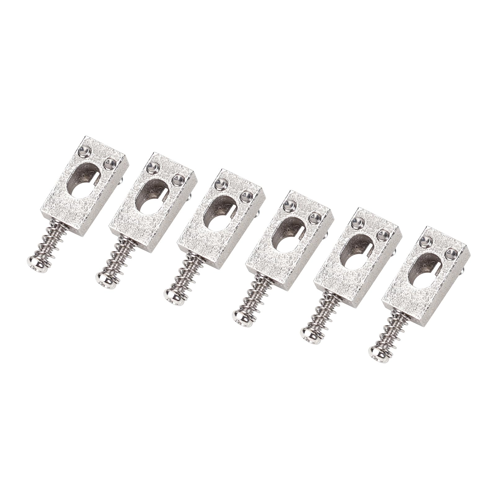 Banworks 10.5mm (13/32") PRS Style Tremolo Bridge Saddles Set Brass Modern Saddles for Strat ST Electric Guitars 52.5mm (2-1/16") String Spacing Pack of 6 JT/QM-05 Chrome - Image 3