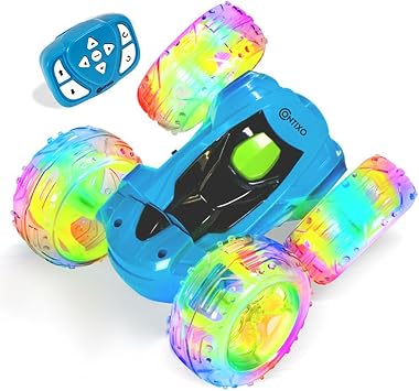 Contixo SC3A Toy Remote Control Car for Kids with Double-Sided 360 Rotating Stunt, 4WD Off-Road RC Cars with LED Lights, Birthday for Boys and Girls Ages 4 5 6 7 - Blue