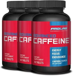ProLab Nutrition Advanced Caffeine 200mg, Fast-Acting Natural Caffeine Tablets with Green Tea Extract, Clean Energy, Mental Focus (60 Tabs) (3 Pack)