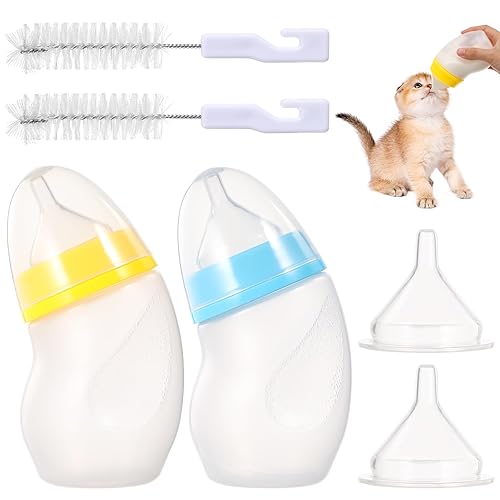 Miniatura 4 de Alimentación para mascotas, 6.1 fl oz de cuello curvado para gatos y cachorros con cepillo de limpieza y reemplazo para gatitos recién nacidos