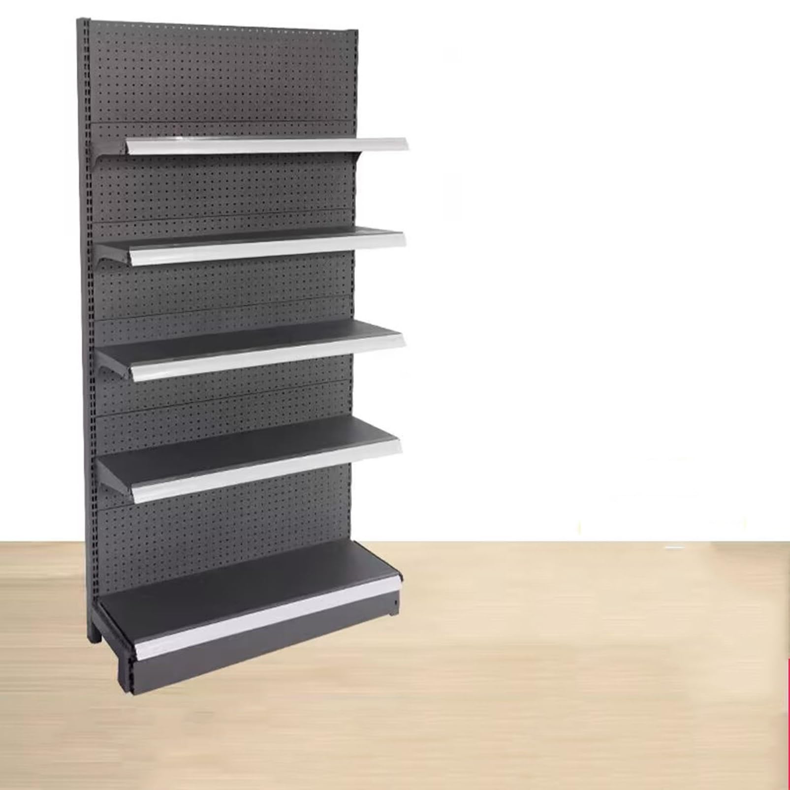 Scaffale da parete a 5 ripiani per gondola al dettaglio, convenienza versatile per negozi di alimentari, uffici o negozi di liquori, 120 x 43 cm, soluzione di archiviazione robusta ed elegante