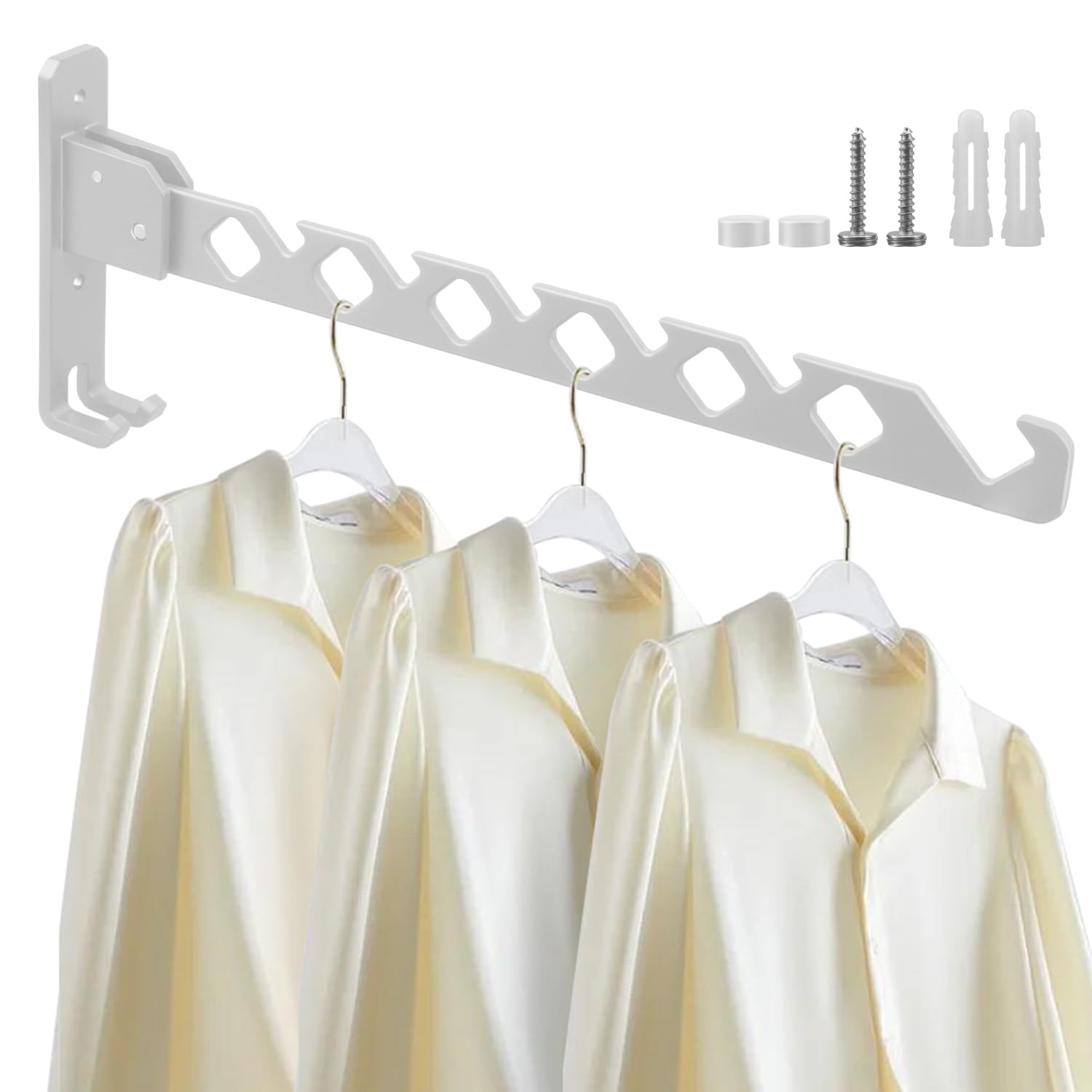 Lxoraziy Foldable Wall Mounted Clothes Hanger, Aluminum Wall Mounted Drying Rack, Small Wall Clothes Airer, for Bathroom Bedroom Hotel(White)